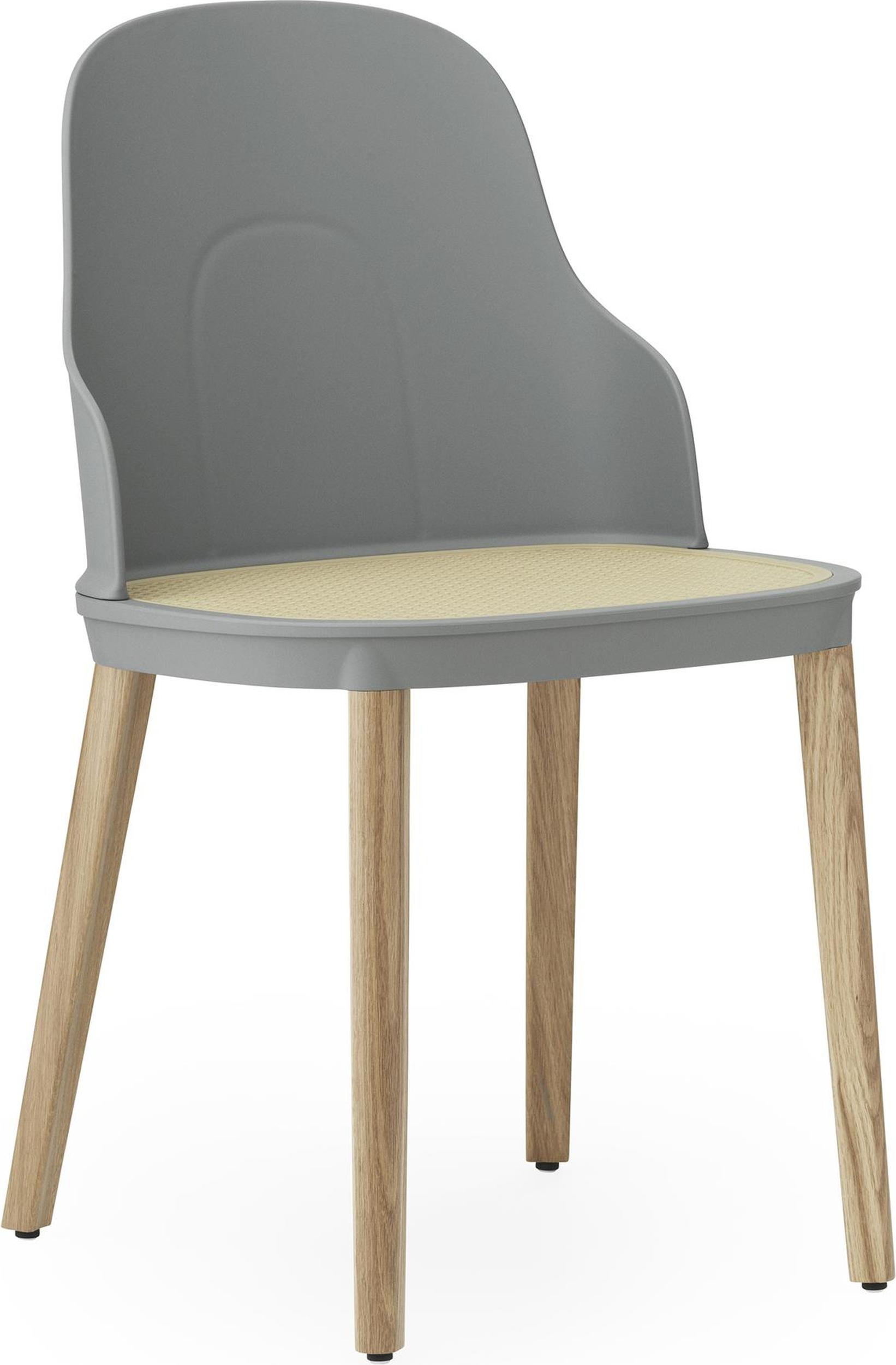 Krzesło Allez PP szare z wiklinowym siedziskiem na dębowych nogach