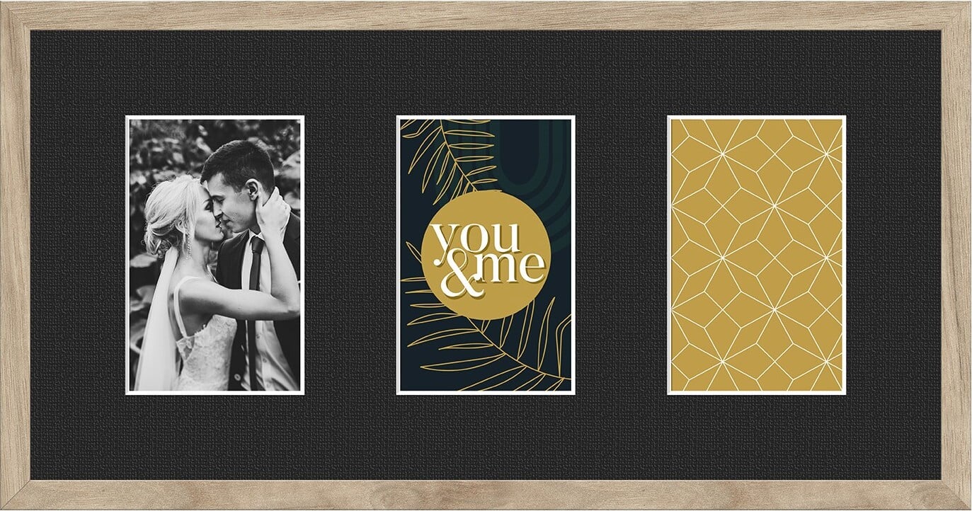 Ramka na 3 zdjęcia Kyoto 23 x 46 cm beżowa z czarnym passepartout