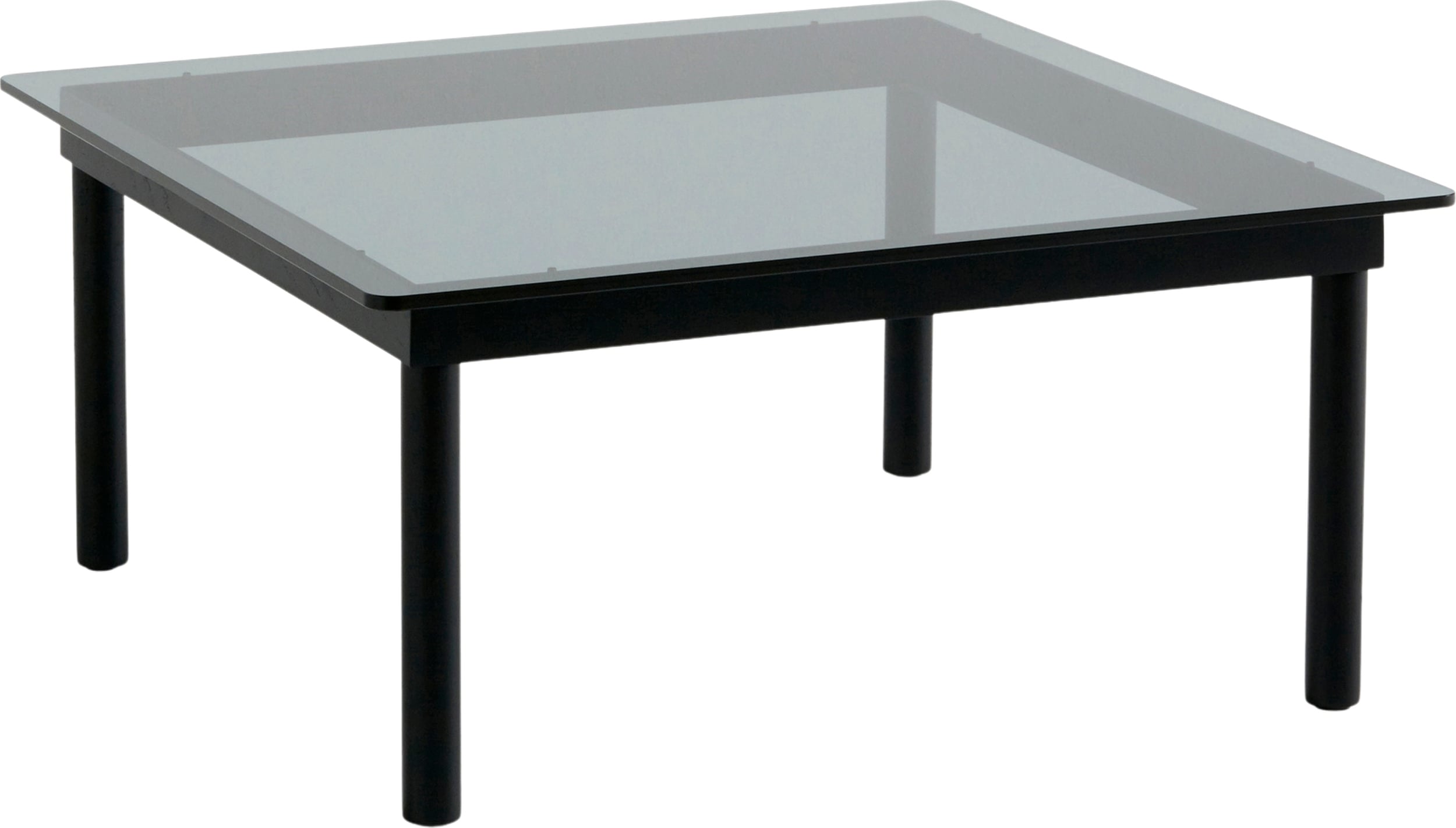Stolik kawowy Kofi 80 x 80 cm blat szkło gładkie przyciemniane z nogami czarny dąb