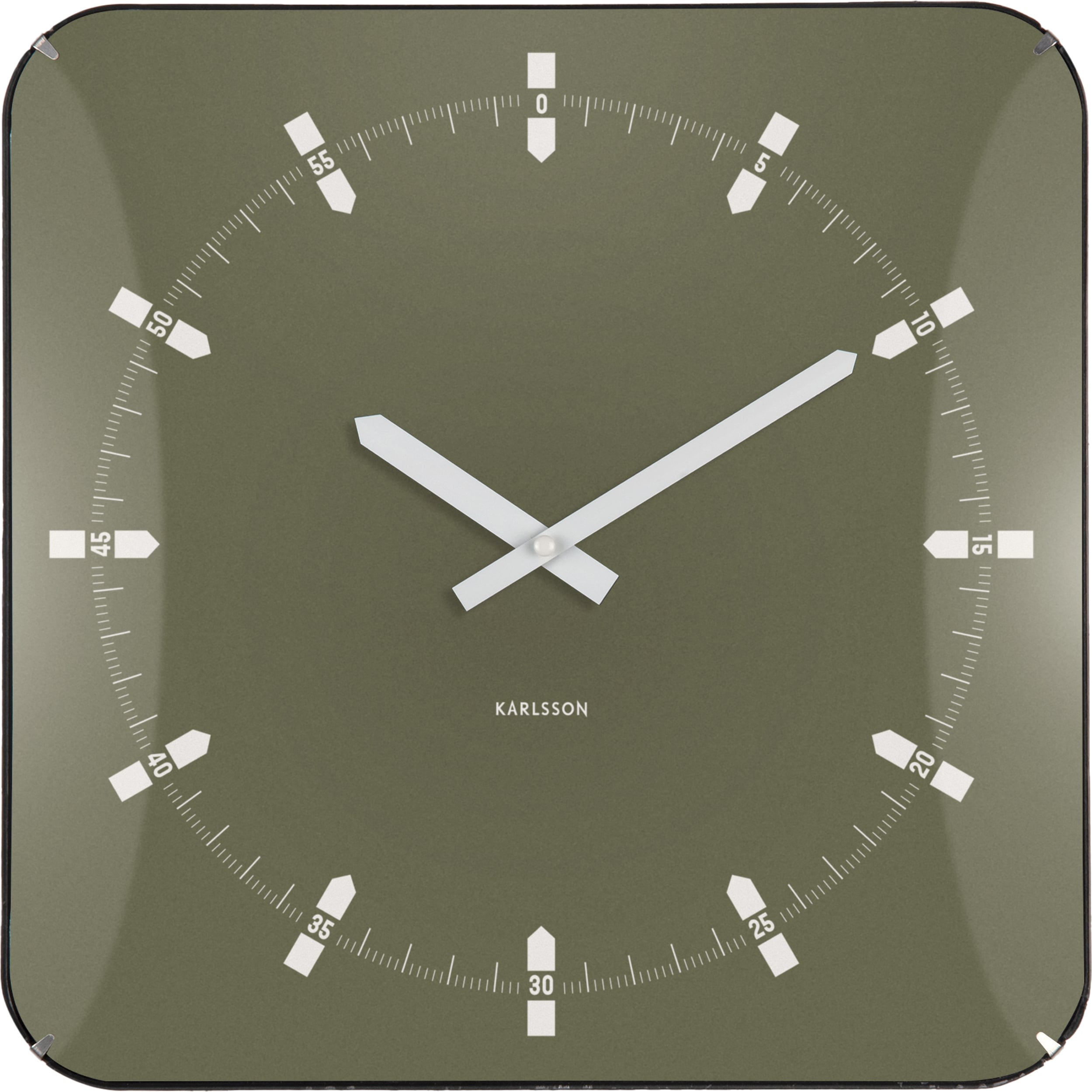 Zegar ścienny Sucinto Dome kwadratowy leśna zieleń