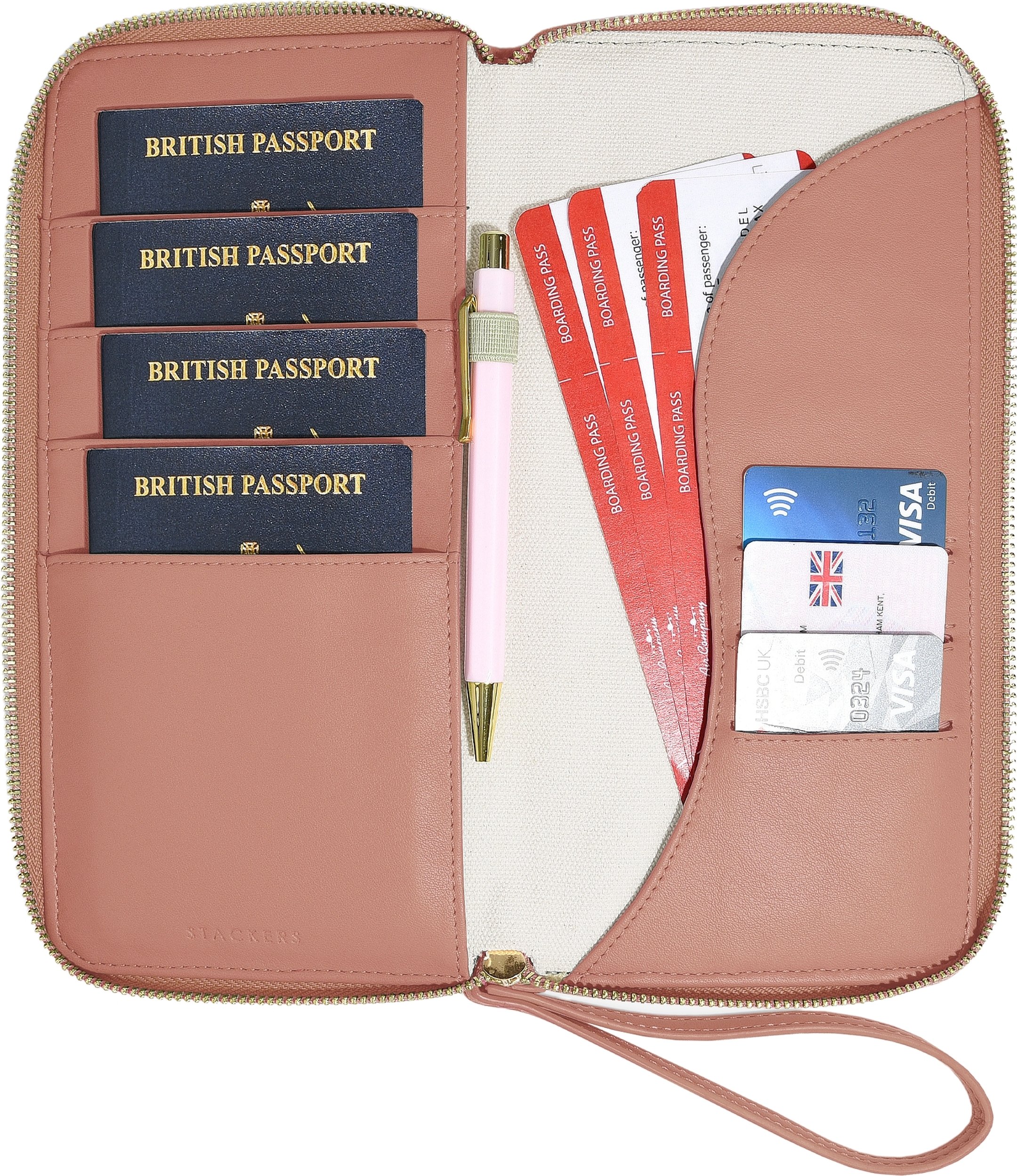 Etui na paszport i karty Stackers Wave kremowo-brzoskwiniowe