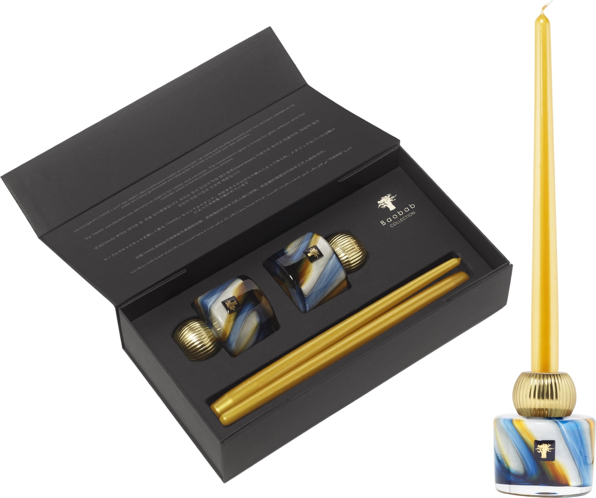 Zestaw świeczników ze świecami Twins Nirvana Holly 4 el.