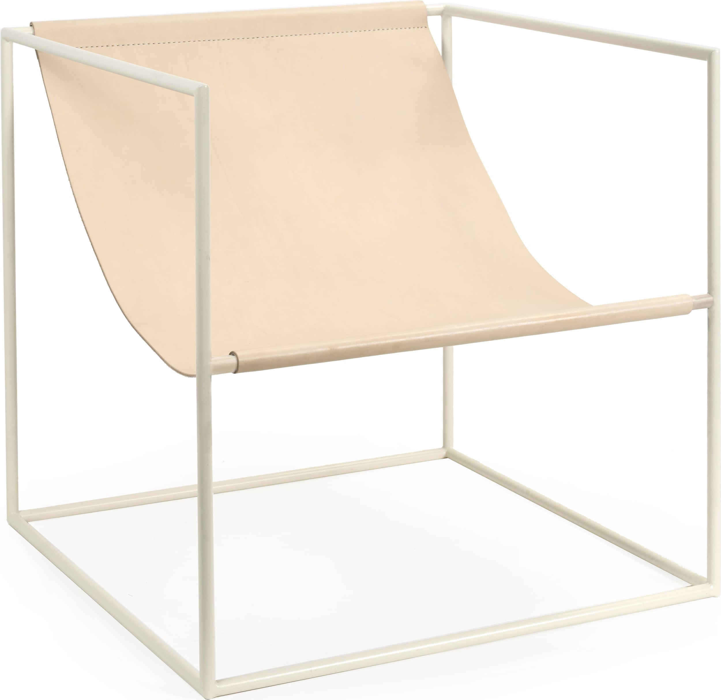 Leżak ogrodowy Solo 62 cm skórzany biała rama