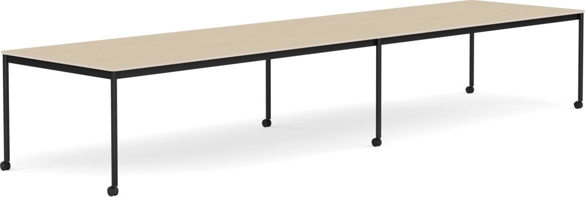 Stół na kółkach Base 110 x 440 cm okleina dąb lakierowany nogi czarne