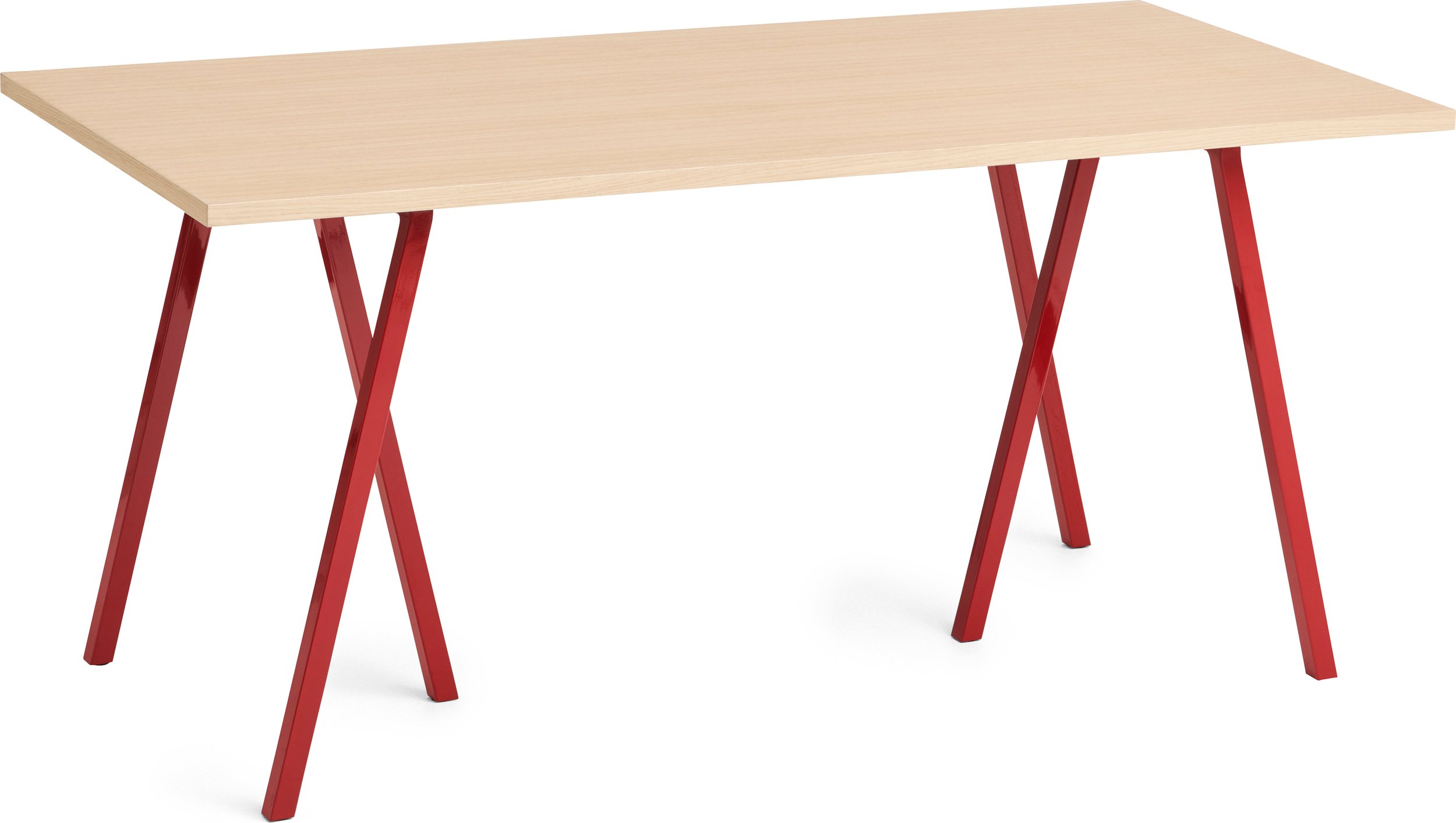 Stół Loop Stand 160 cm blat dąb lakierowany nogi czerwone