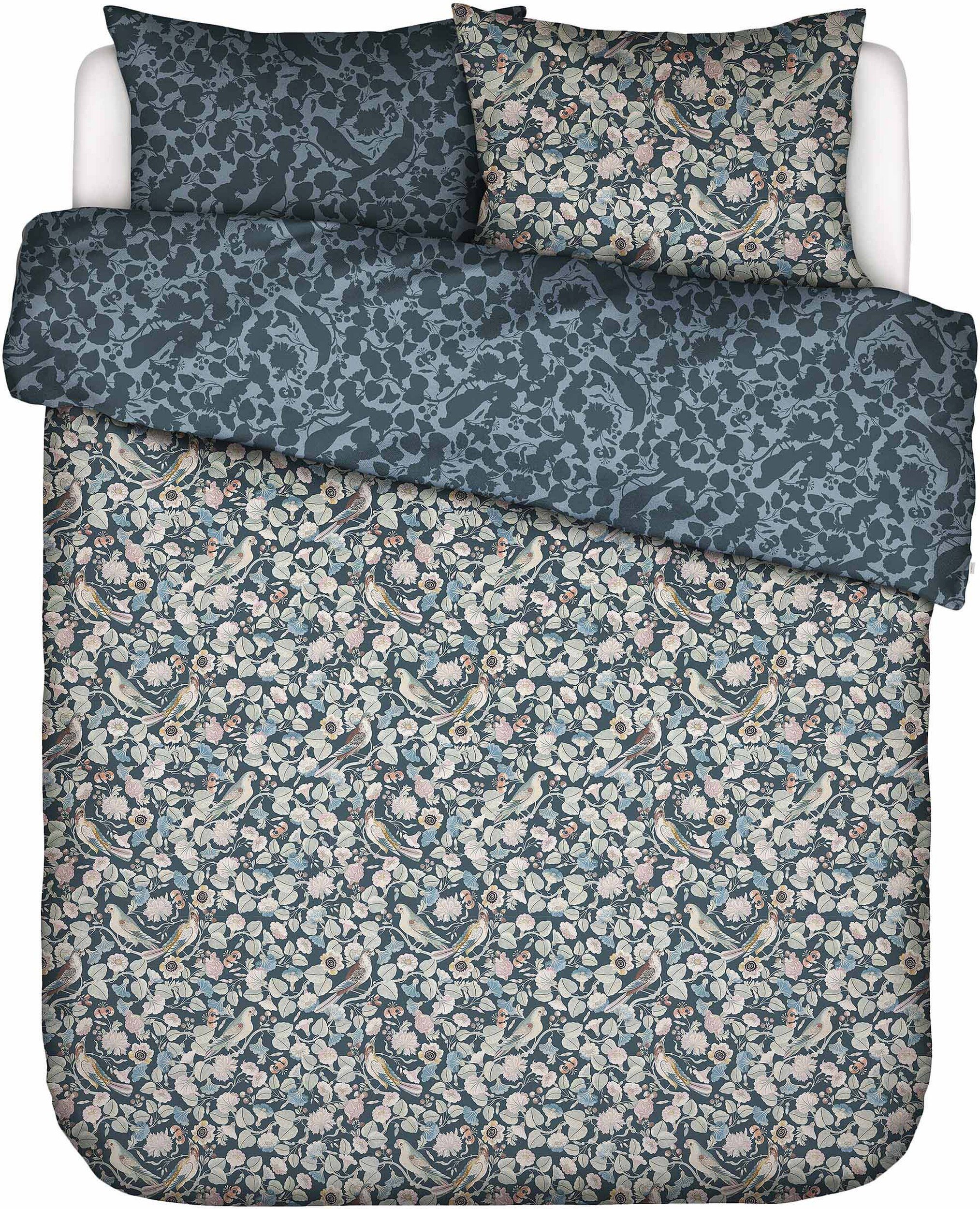 Pościel Aleste 200 x 220 cm zielono-niebieska z 2 poszewkami na poduszki 60 x 70 cm zapięcie flap