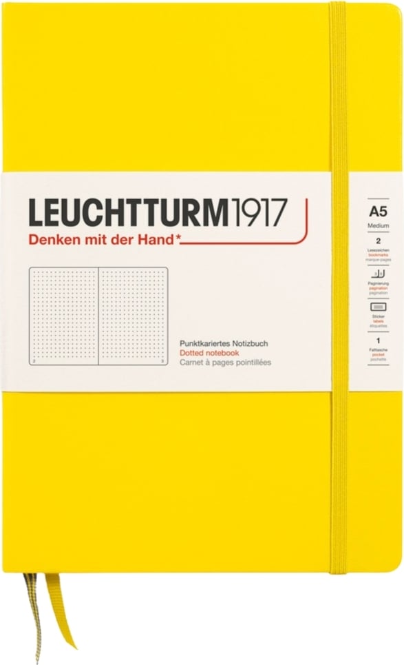 Notes w kropki w twardej oprawie Leuchtturm 1917 A5 251 stron cytrynowy 80 g/m²