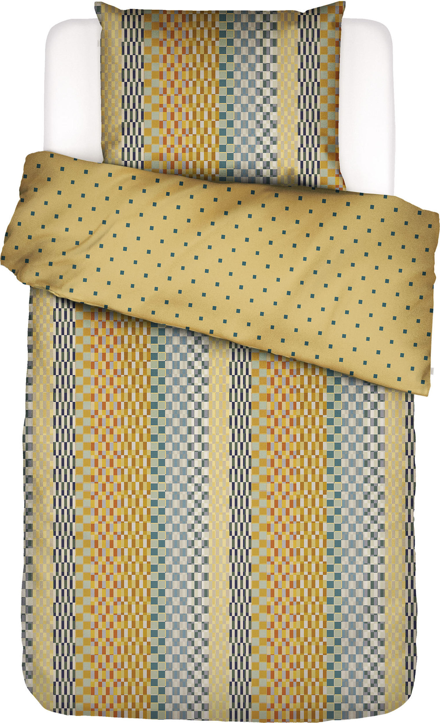 Pościel Stach 140 x 200 cm żółta z poszewką na poduszkę 70 x 90 cm zapięcie suwak