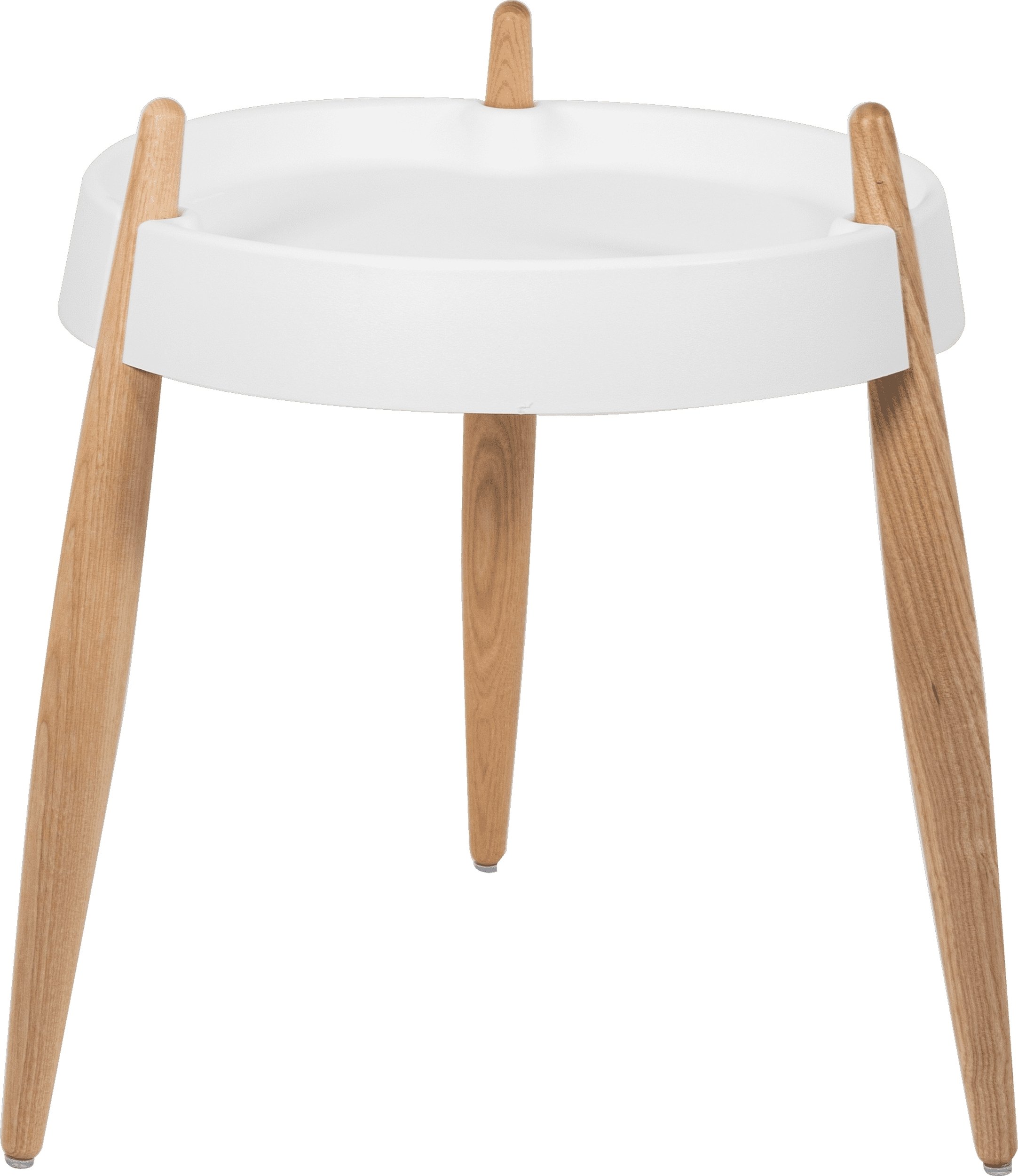 Stolik boczny Liolà 47 cm biały na jasnych jesionowych nogach