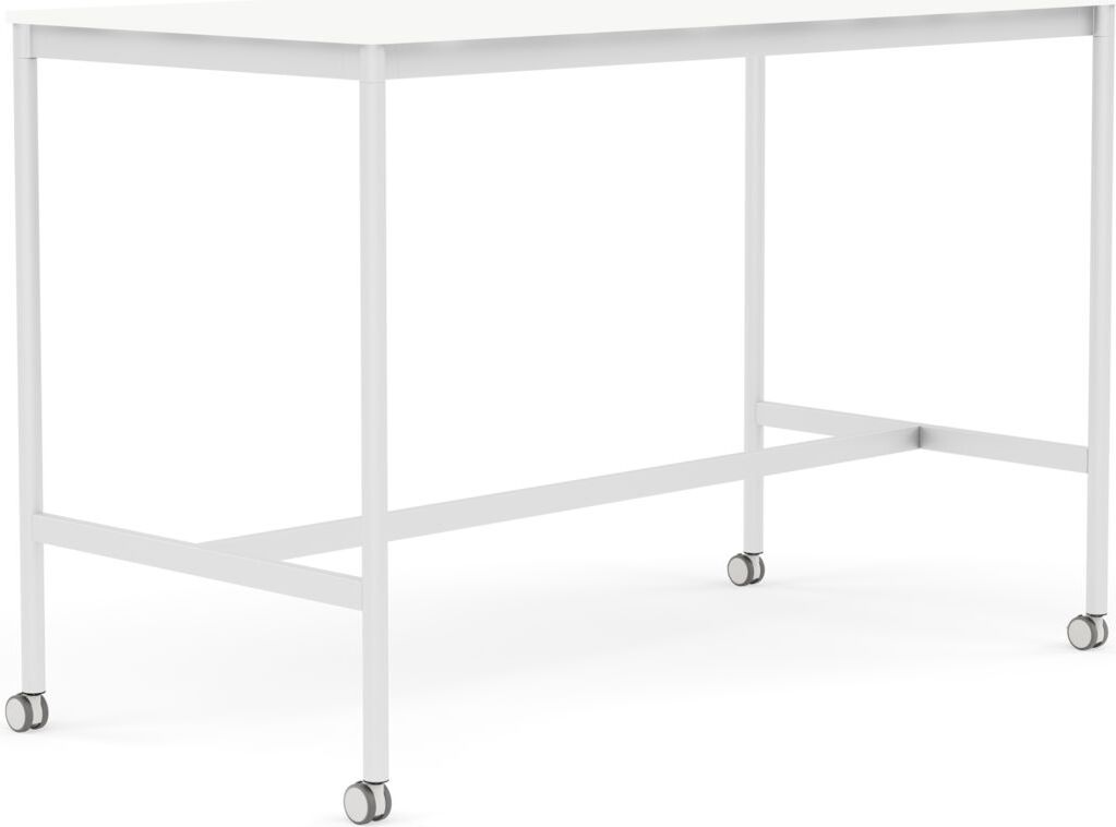 Stół na kółkach Base 80 x 160 x 105 cm biały laminowany ABS nogi białe