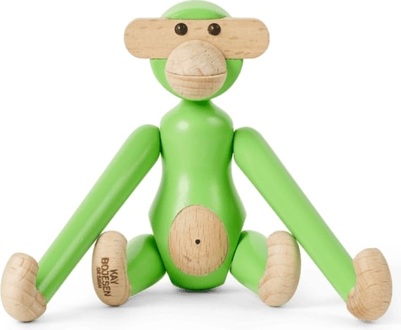 Figurka Kay Bojesen małpa mini jasnozielona drewniana