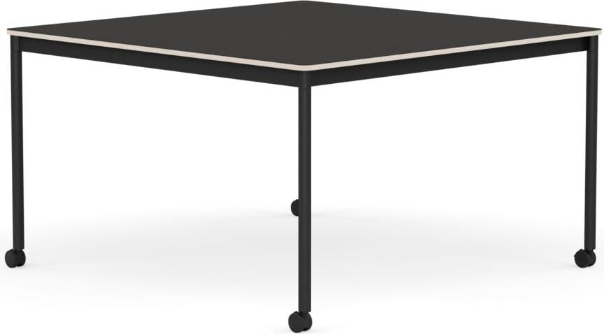 Stół na kółkach Base kwadratowy 128 cm czarny linoleum nogi czarne
