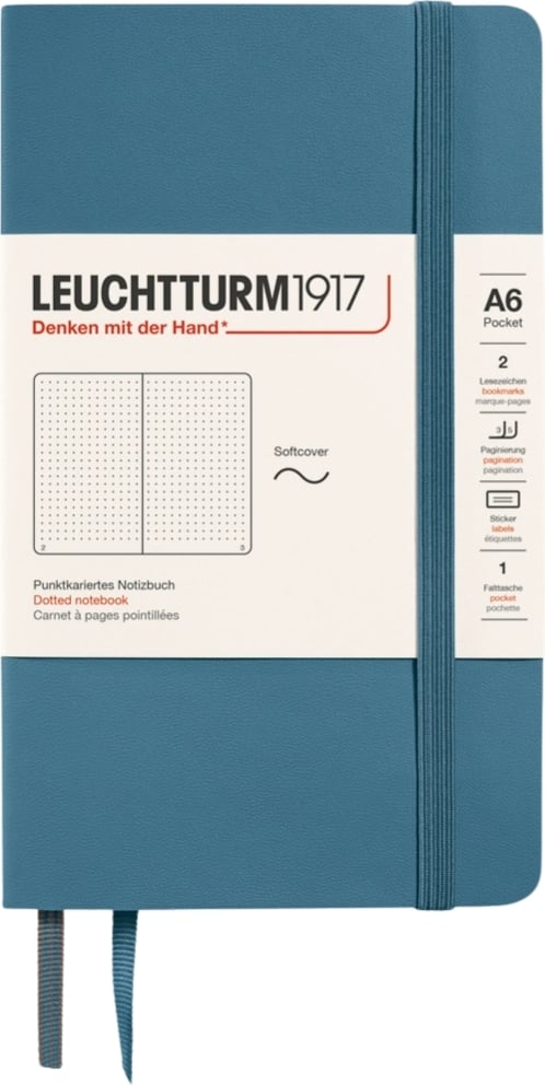 Notes w kropki w miękkiej oprawie Leuchtturm 1917 A6 123 strony niebieskoszary 80 g/m²