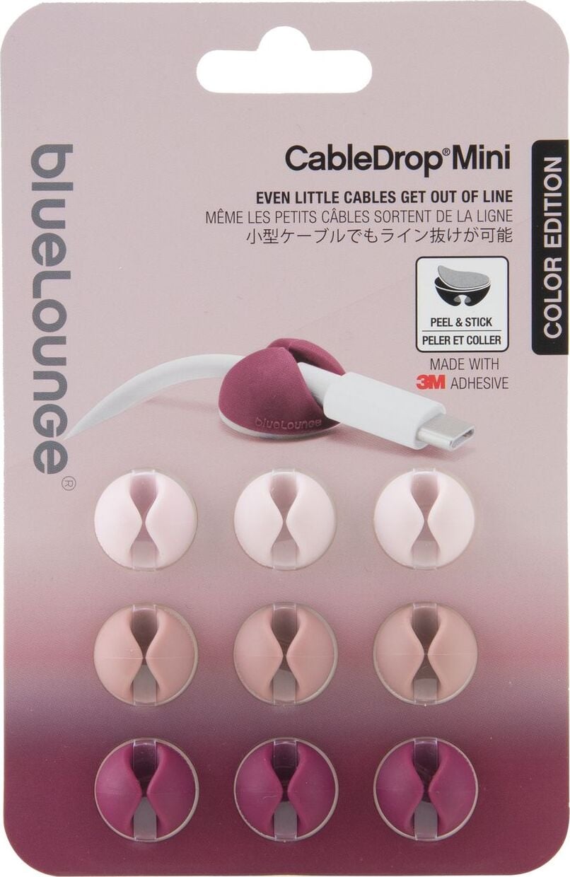 Uchwyty na kable Cable Drop Mini Ombre różowe 9 szt.