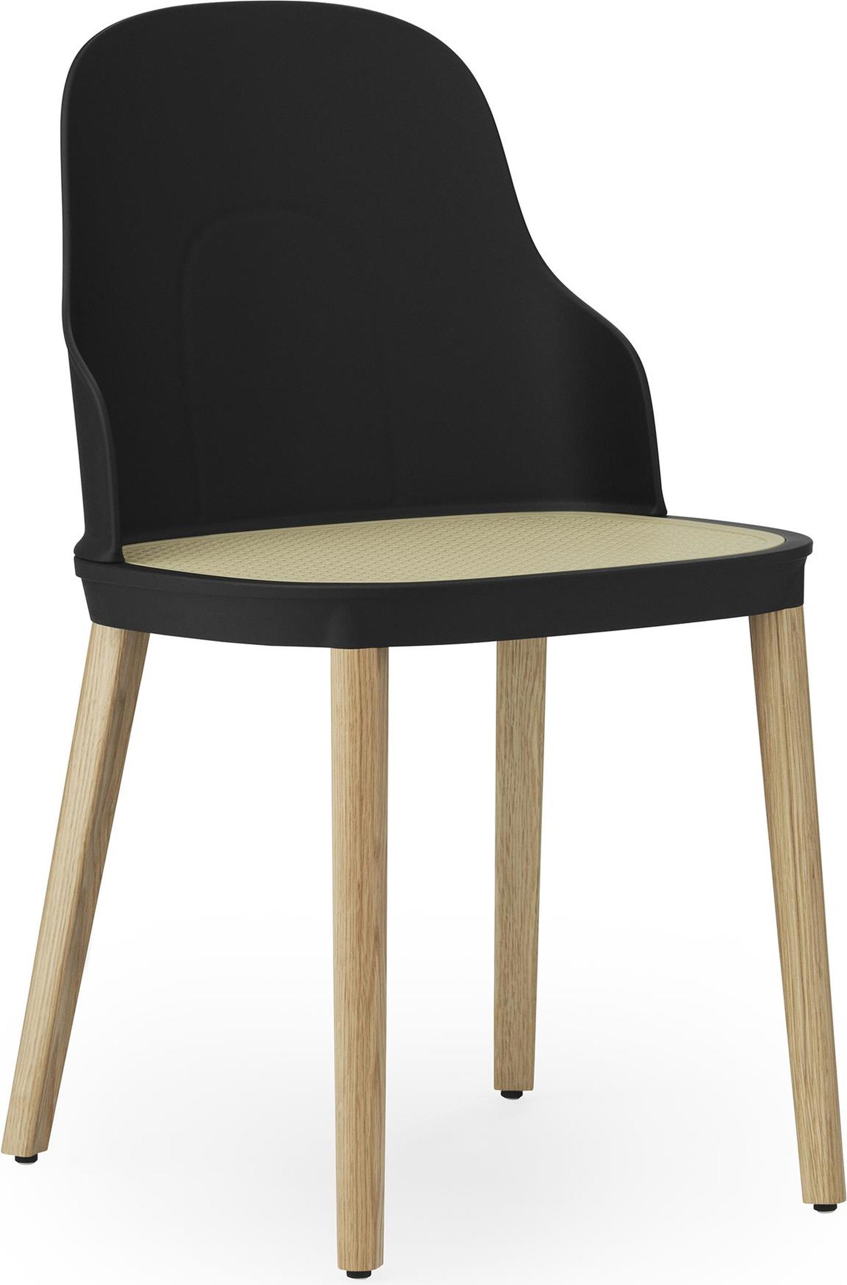 Krzesło Allez PP czarne z wiklinowym siedziskiem na dębowych nogach