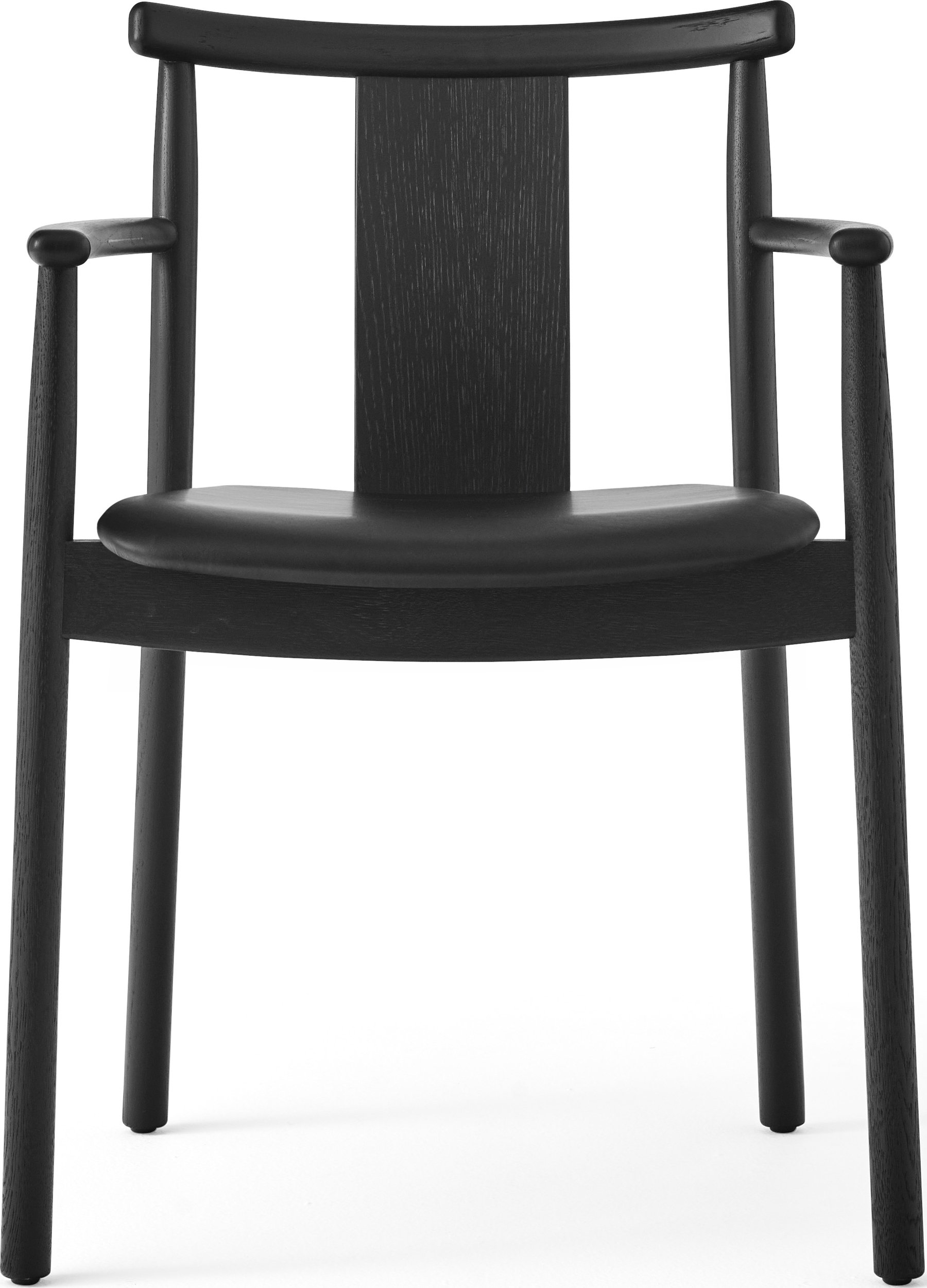 Krzesło Merkur czarne czarny dąb z podłokietnikami siedzisko skórzane