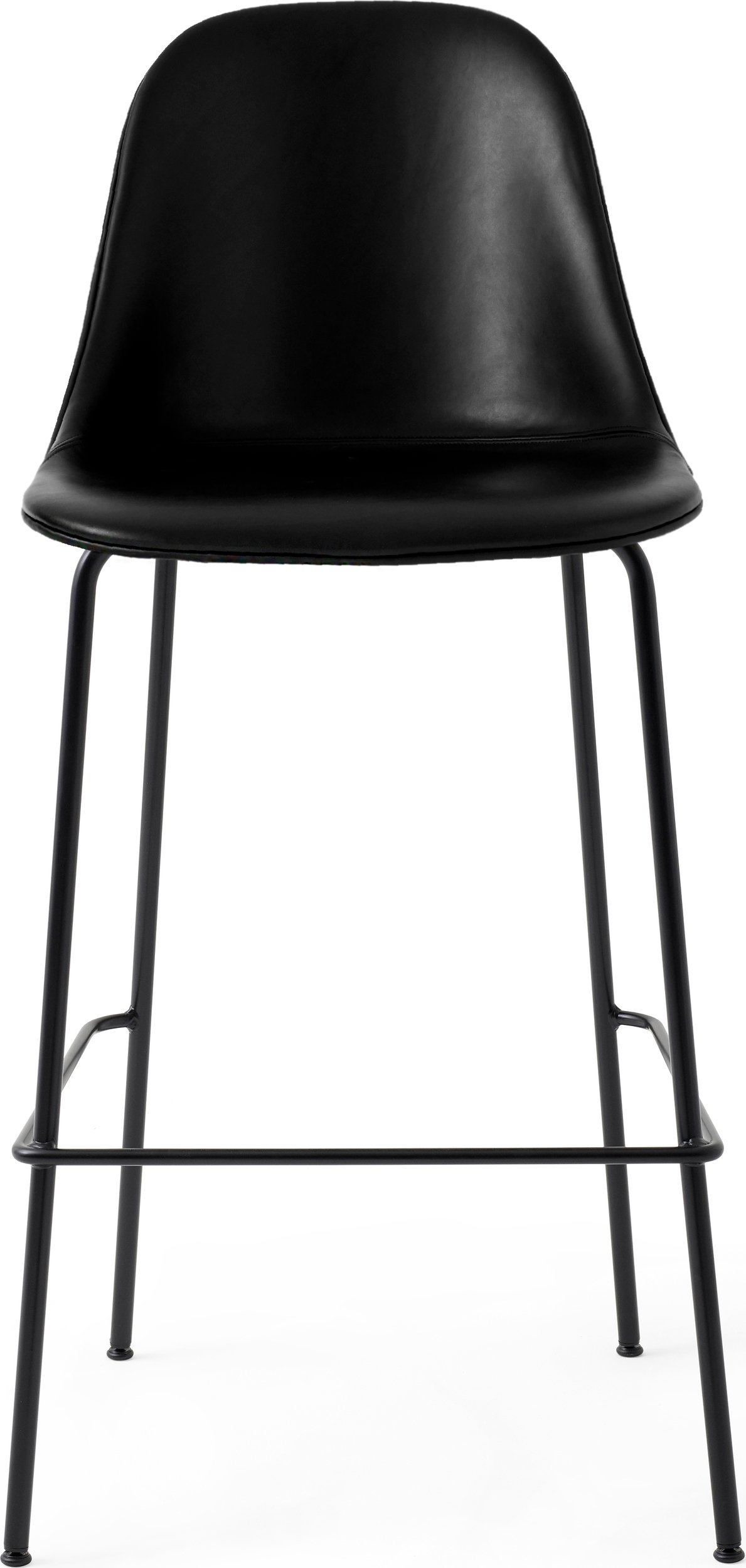 Krzesło barowe Harbour 75 cm czarne skórzane na czarnych nogach