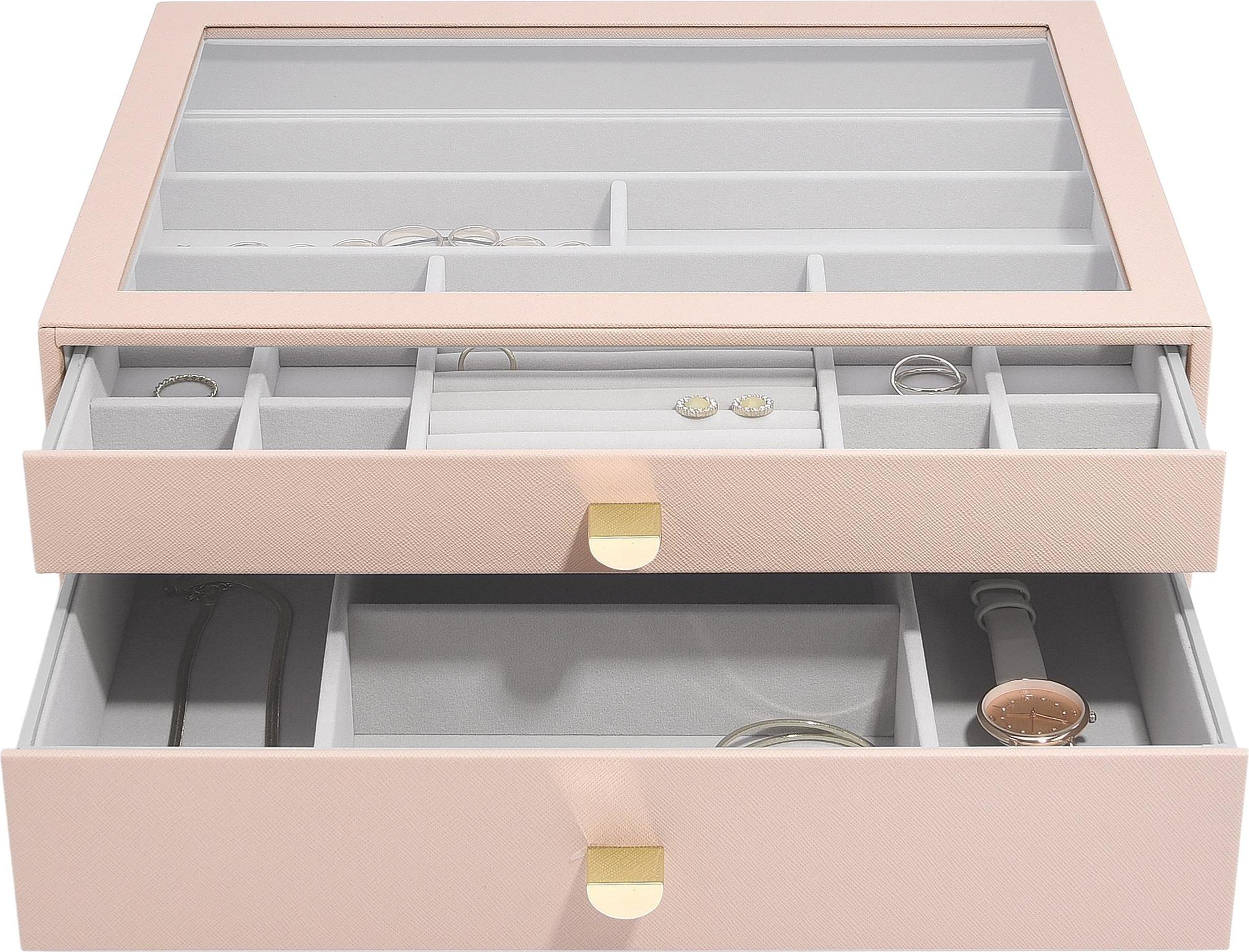 Szkatułka na biżuterię Stackers supersize różowa z 2 szufladami