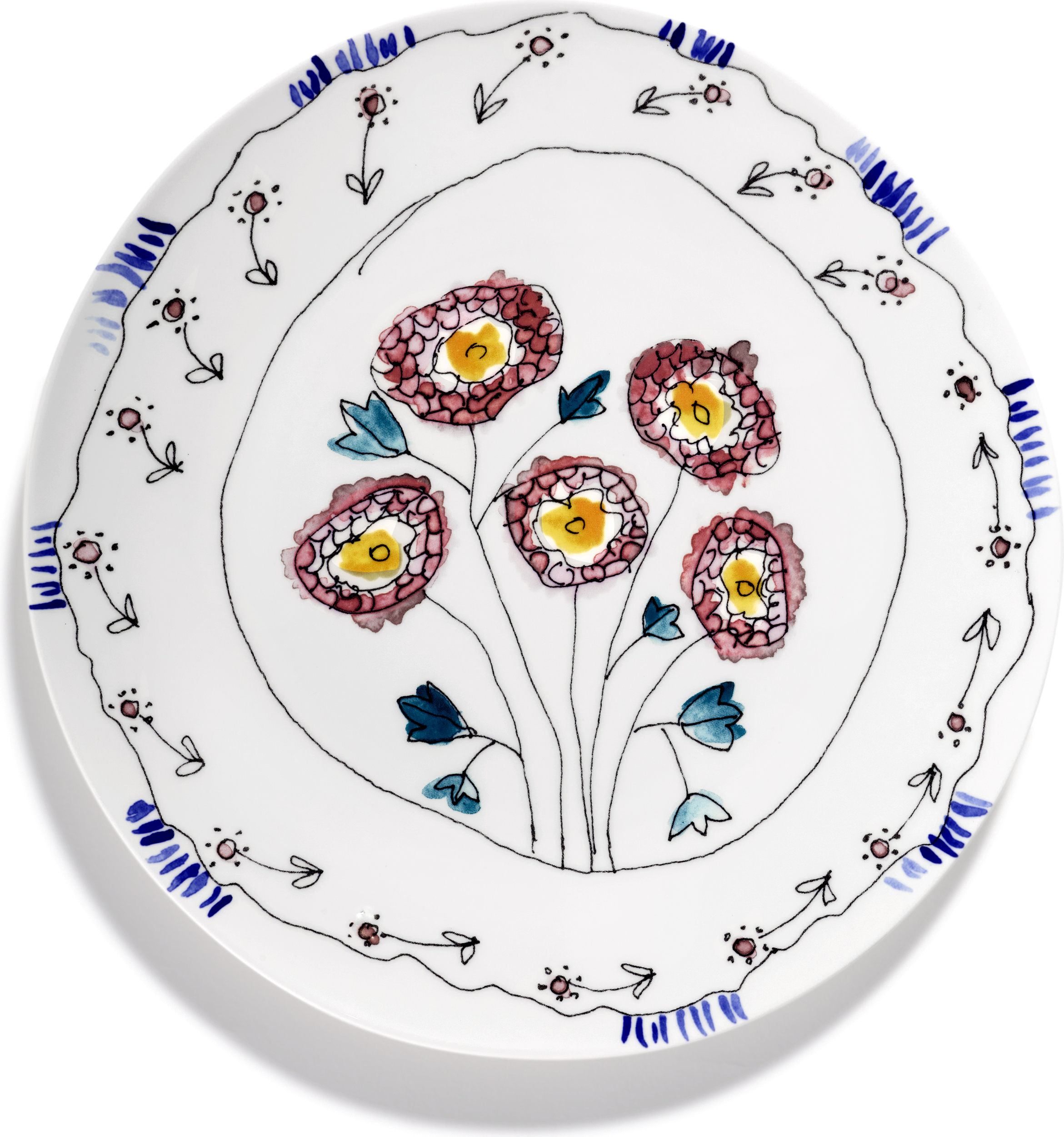 Talerz do serwowania Midnight Flowers Anemone Milk 35 cm