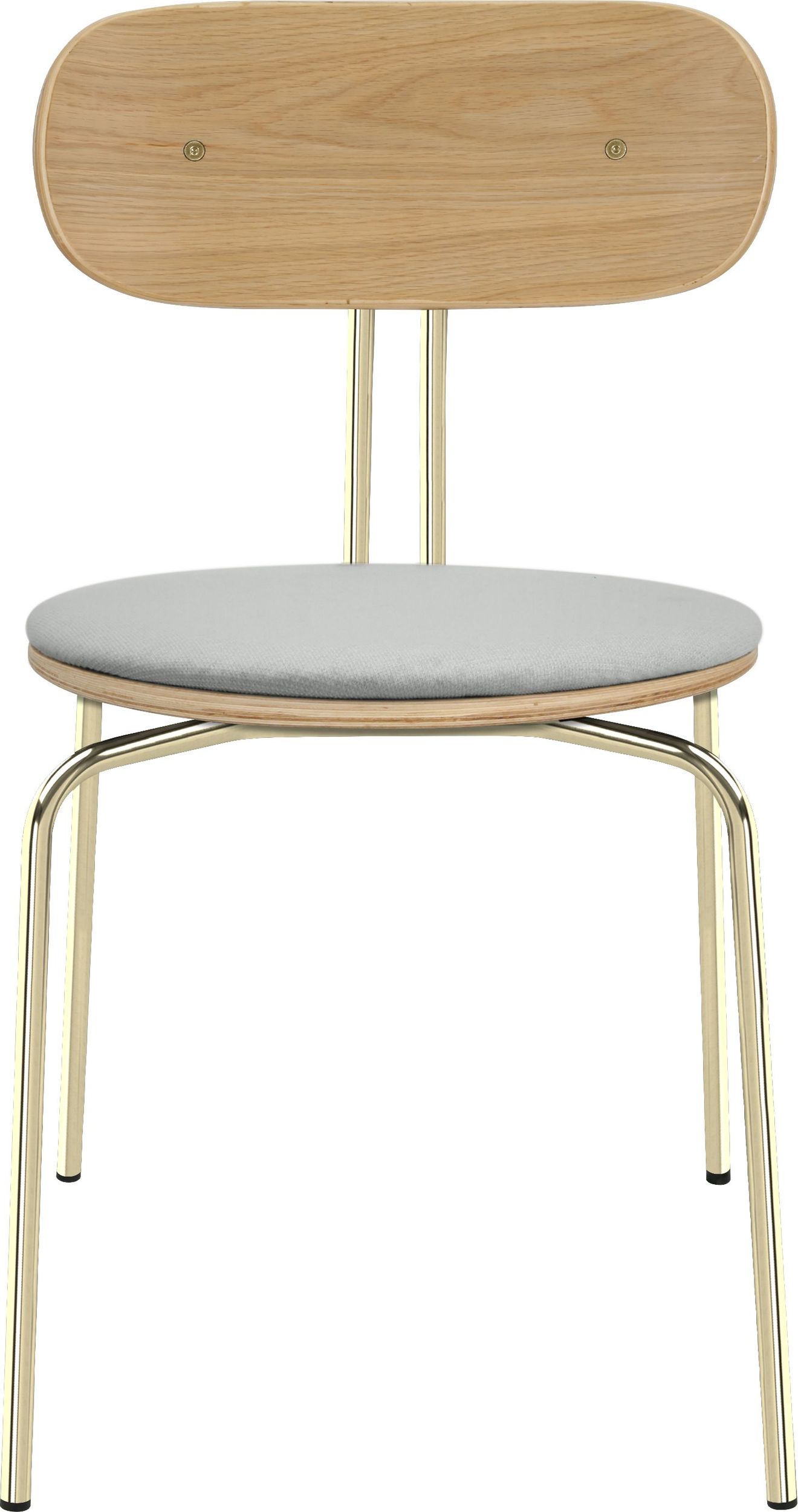 Krzesło Curious jasnoszare z tapicerowanym siedziskiem na mosiężnych nogach