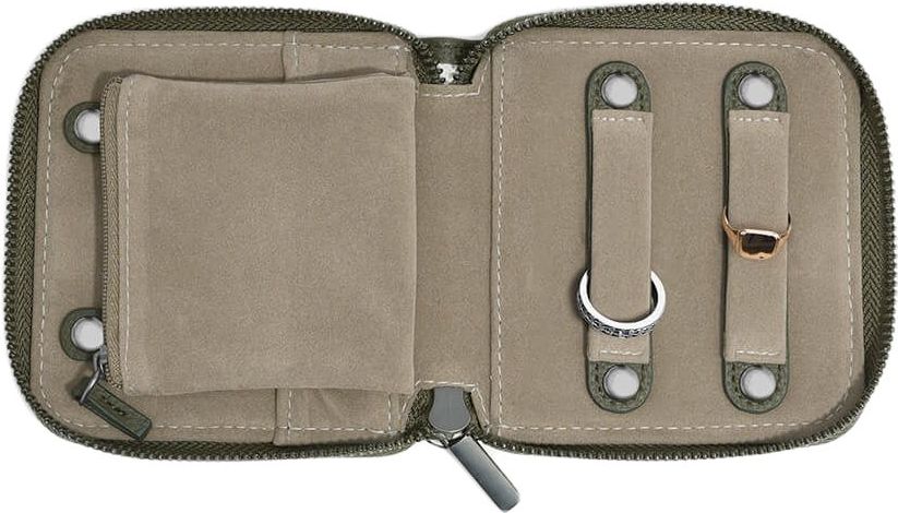 Pudełko podróżne na biżuterię z miejscem na pierścionki Stackers Pebble małe oliwkowe