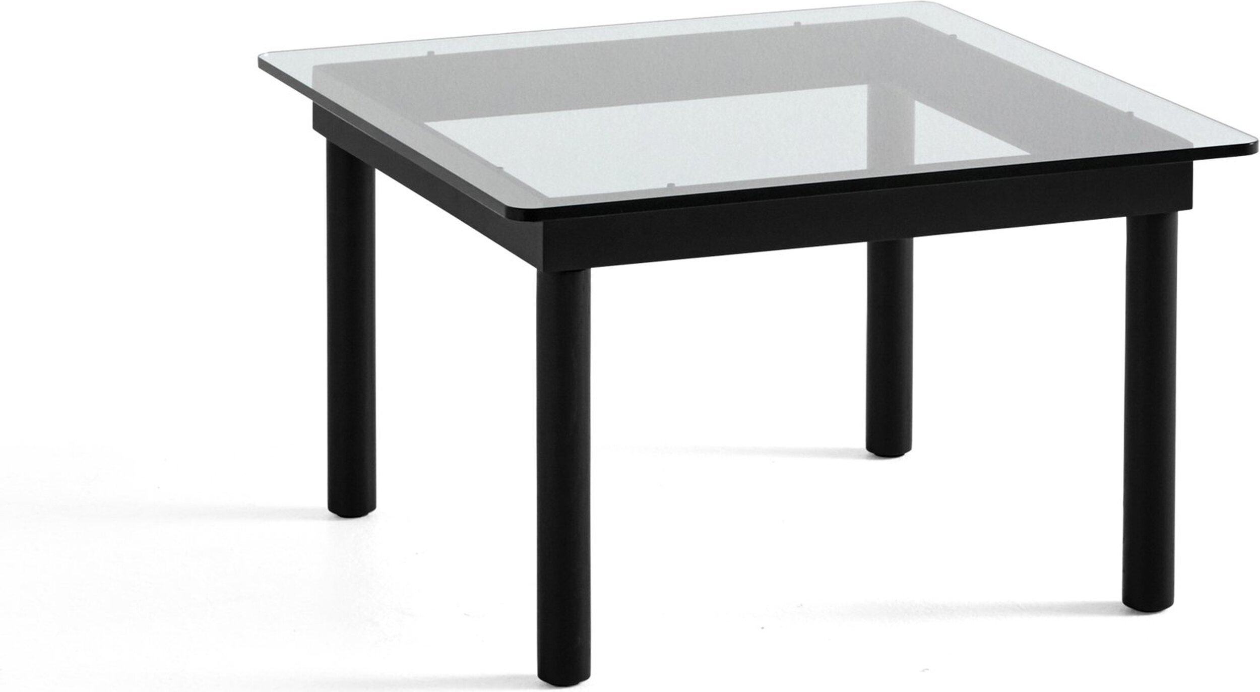 Stolik kawowy Kofi 60 x 60 cm blat szkło gładkie z nogami czarny dąb