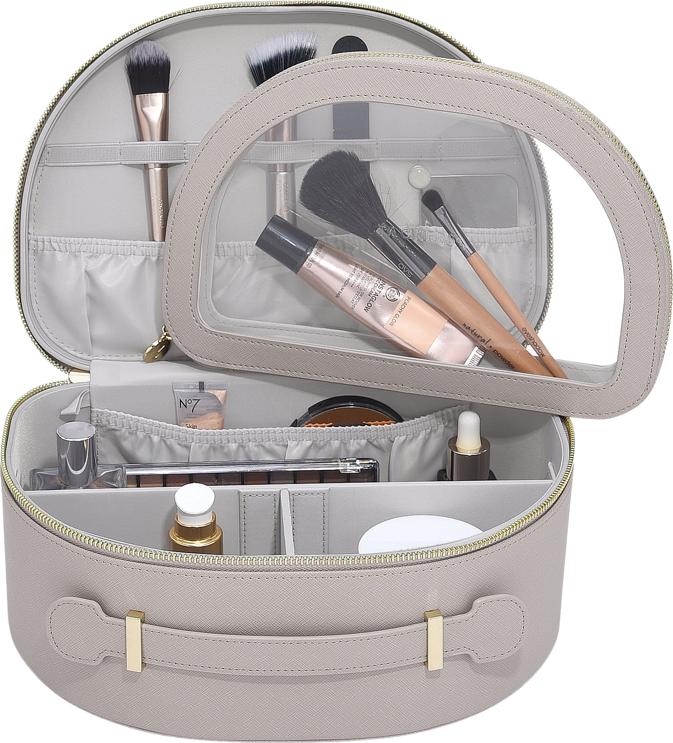 Kosmetyczka Stackers beżowa z uchwytem 2 el.