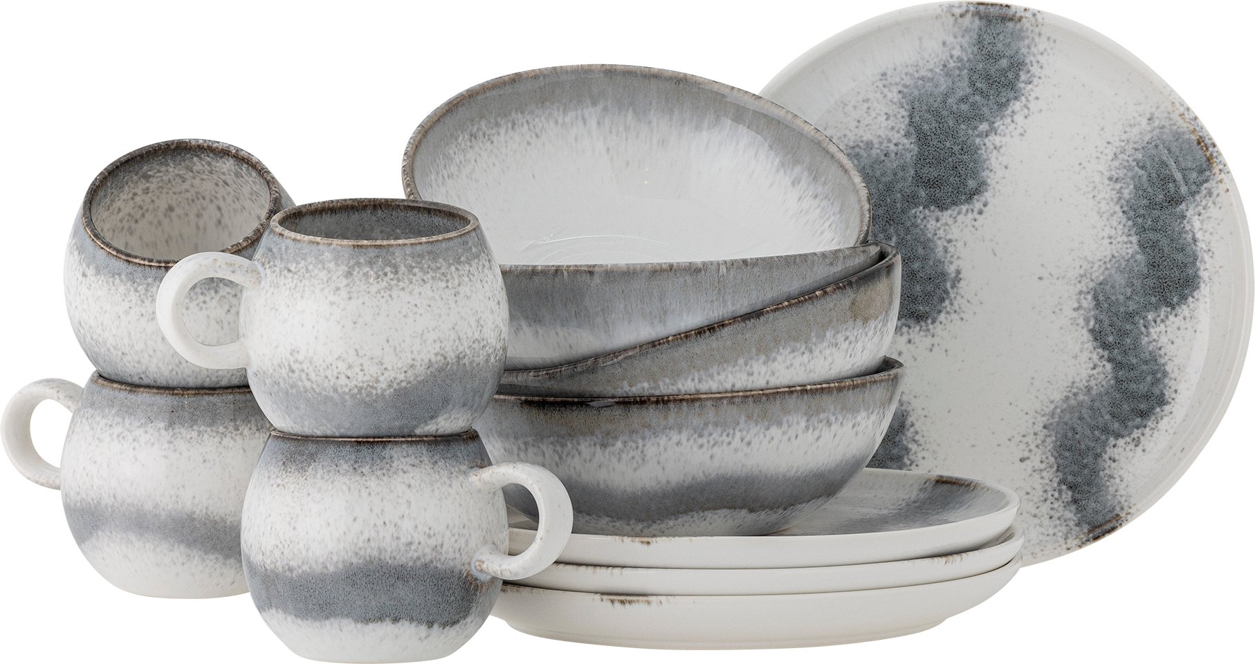 Zestaw śniadaniowy Paula biało-szary 12 el.
