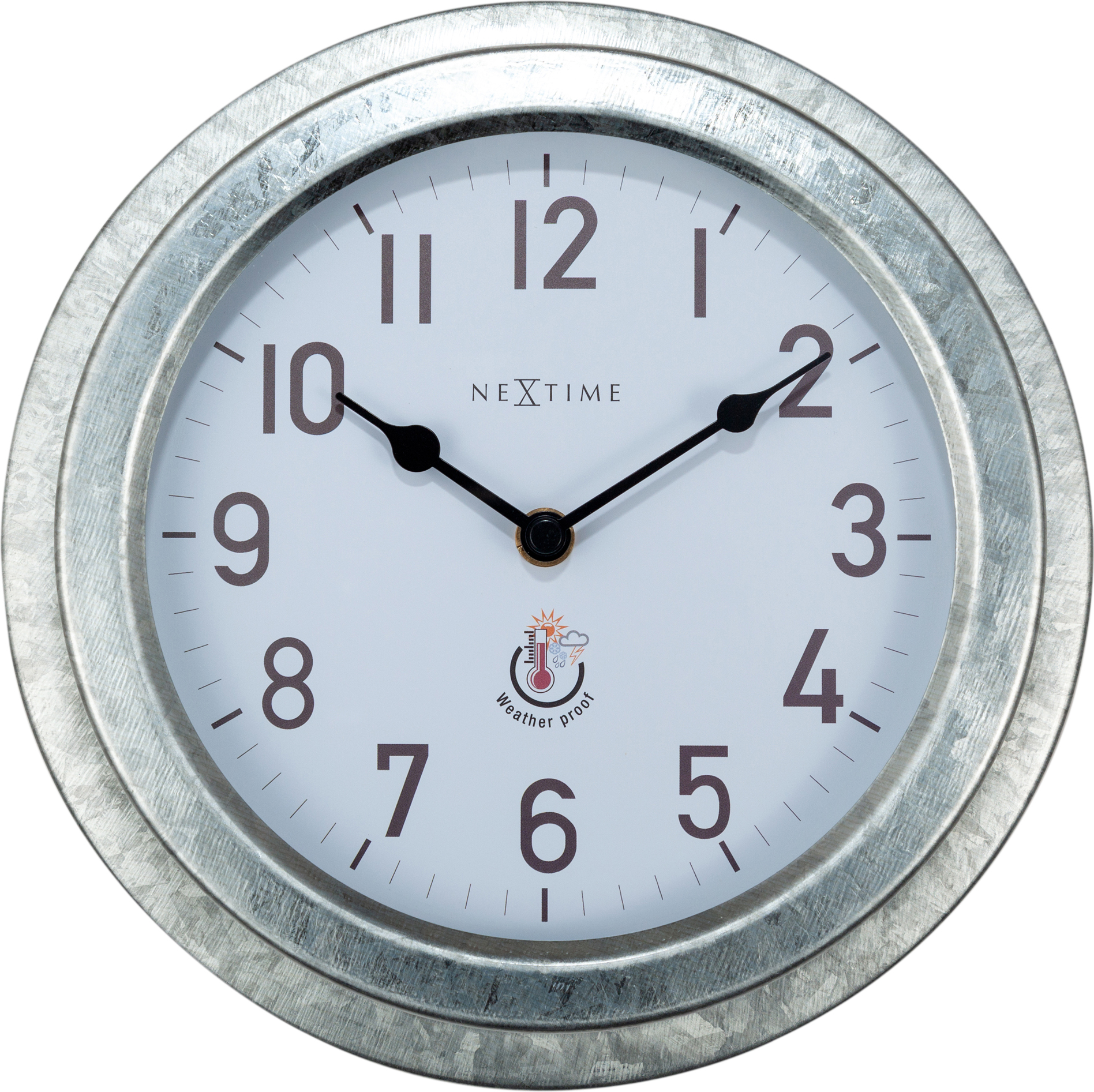 Zegar ścienny Poppy biało-srebrny ogrodowy