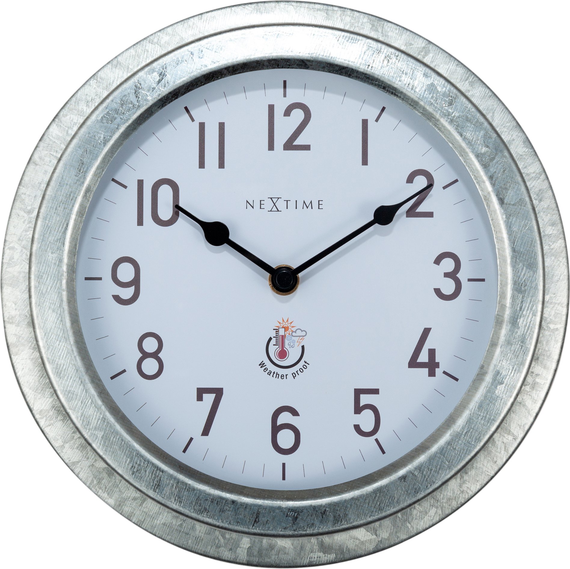 Zegar ścienny Poppy biało-srebrny ogrodowy