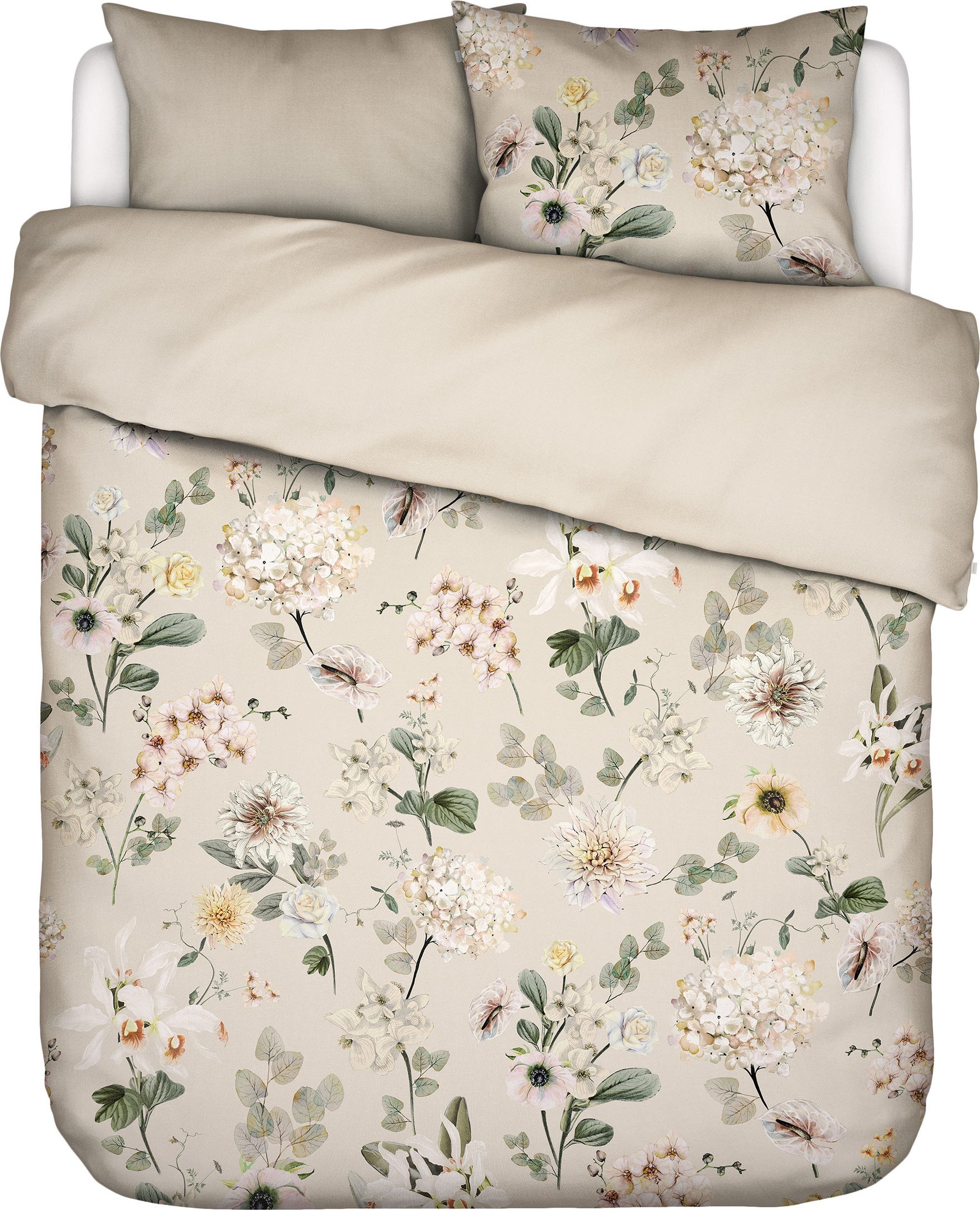 Pościel Noe 200 x 220 cm beżowa z 2 poszewkami na poduszki 60 x 70 cm zapięcie flap