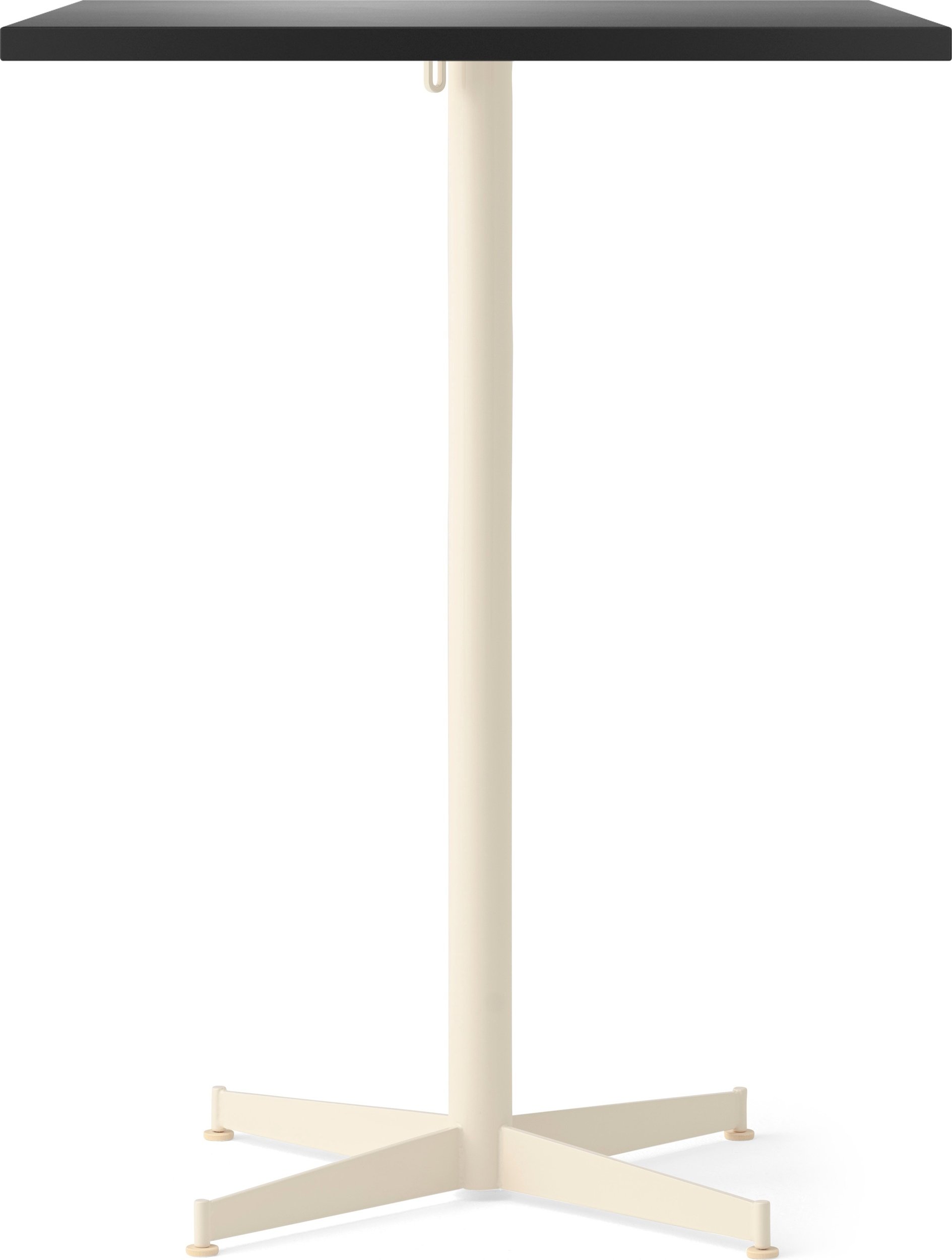 Stół barowy z kremową podstawą Nook Star Base Linoleum kwadratowy 93 cm czarny