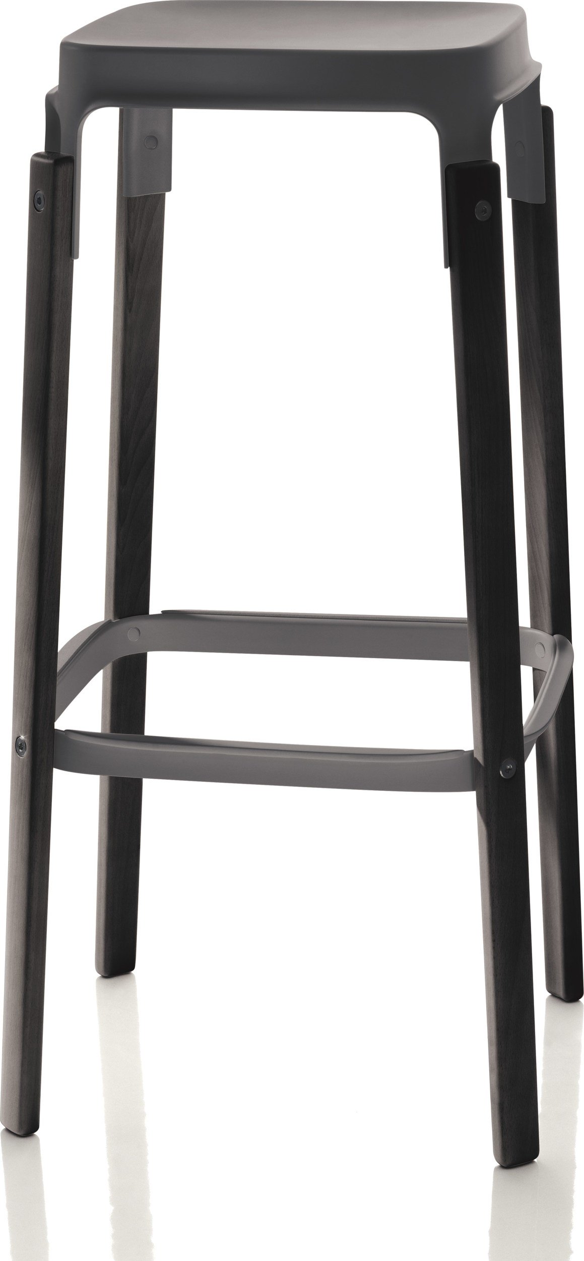 Stołek barowy Steelwood 78 cm nogi dąb ciemny siedzisko antracytowe