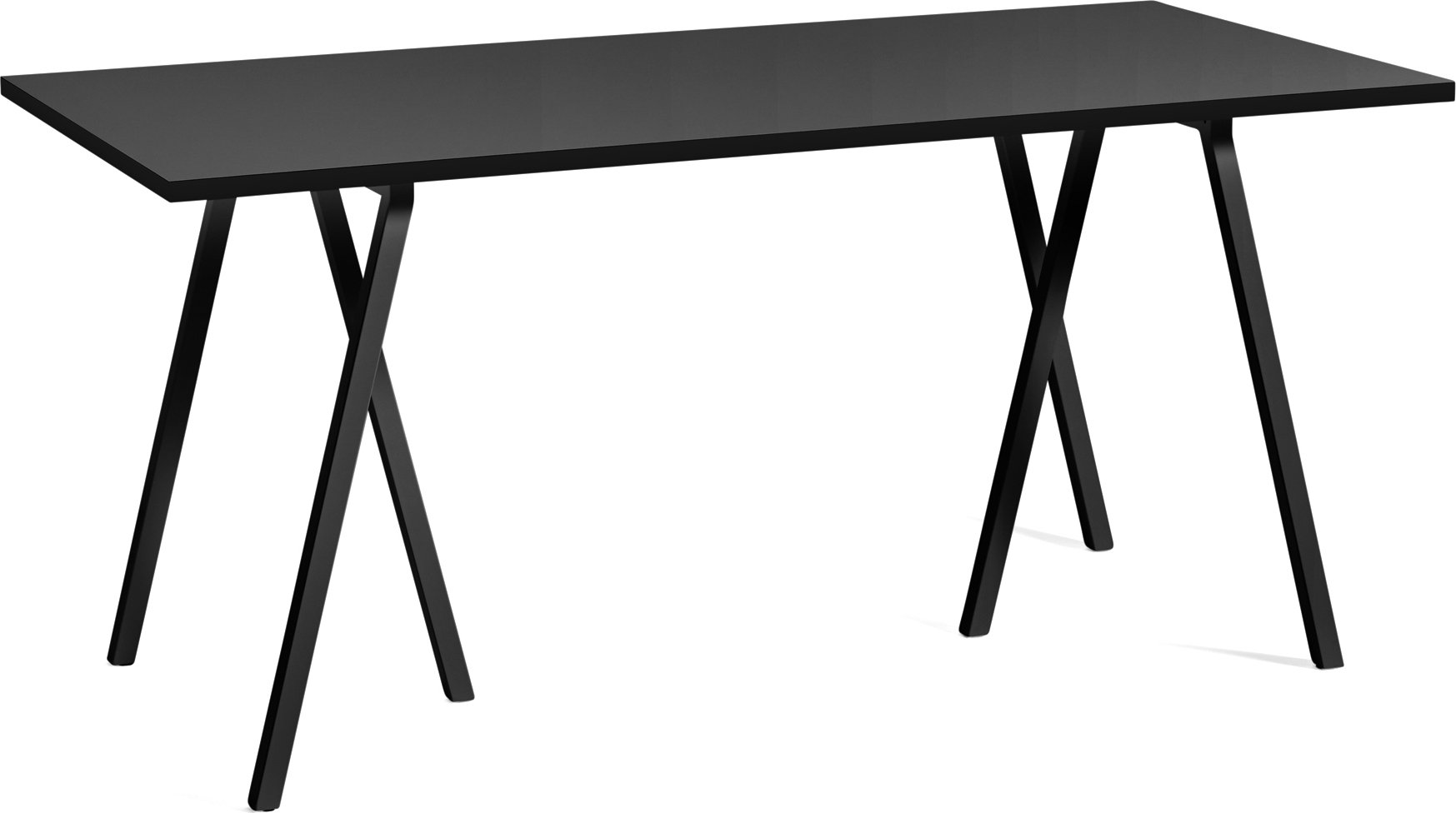 Stół Loop Stand 160 cm wzmocniony blat jesion z czarnym linoleum nogi czarne