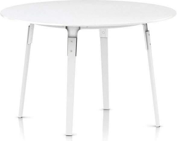 Stół Steelwood okrągły rama biała blat biały