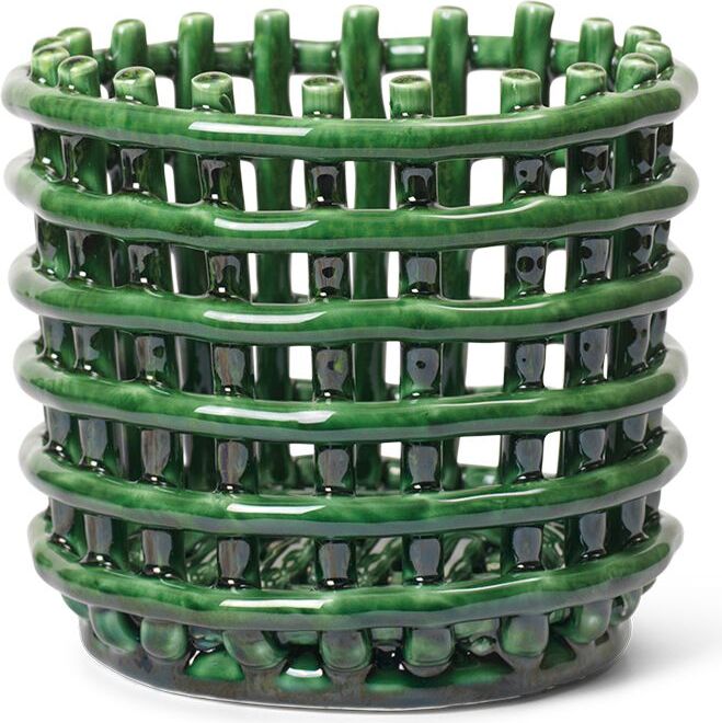 Kosz do przechowywania Ferm Living 14,5 cm szmaragdowy ceramiczny