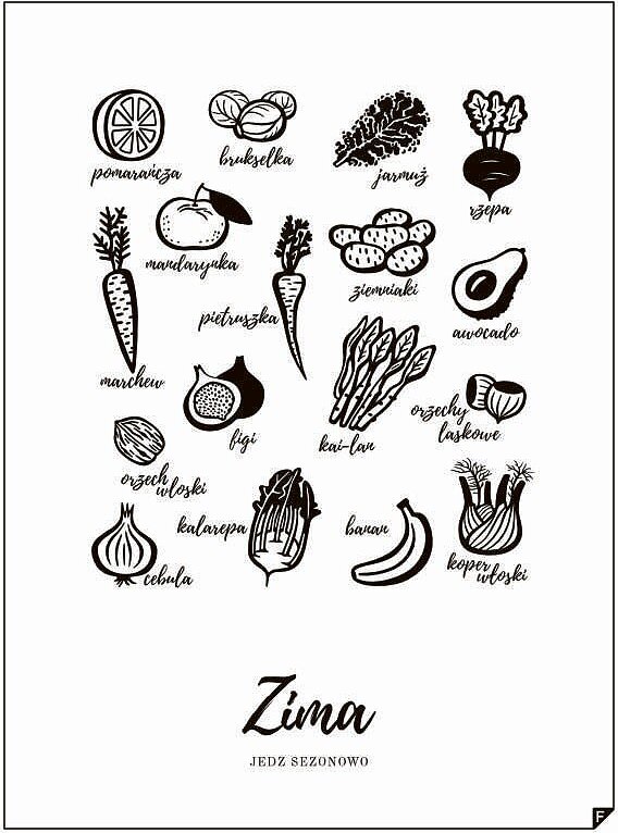 Plakat Zima - Jedz sezonowo 21 x 30 cm