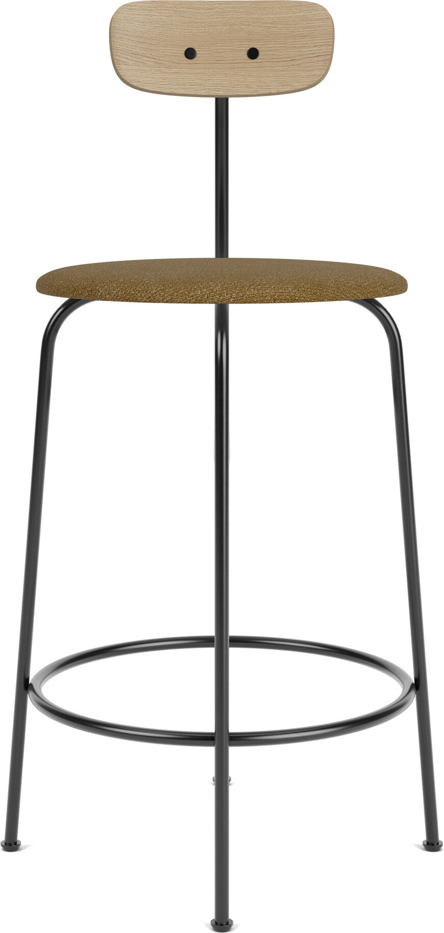 Krzesło barowe Afteroom Bouclé 92 cm beżowe oparcie jasny dąb z tapicerowanym siedziskiem