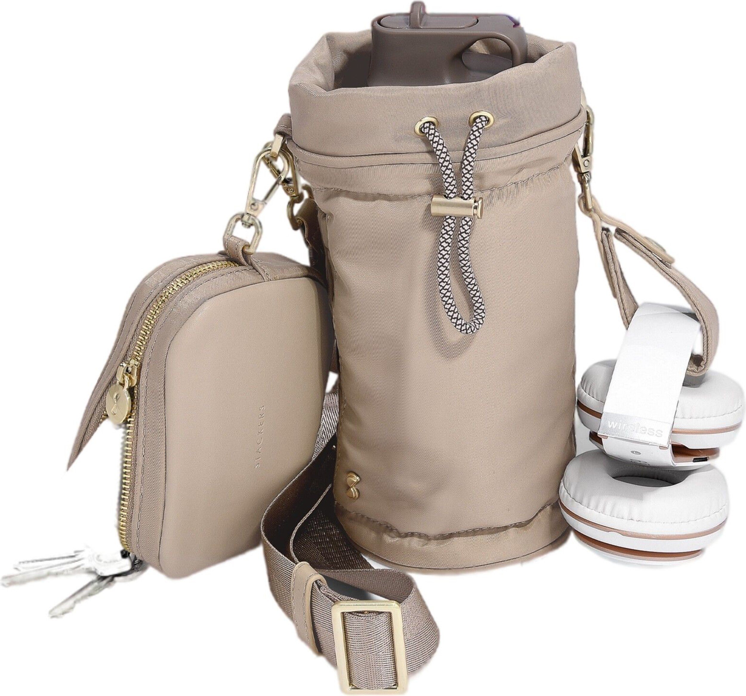 Torba termiczna na butelkę Stackers beżowoszara nylonowa