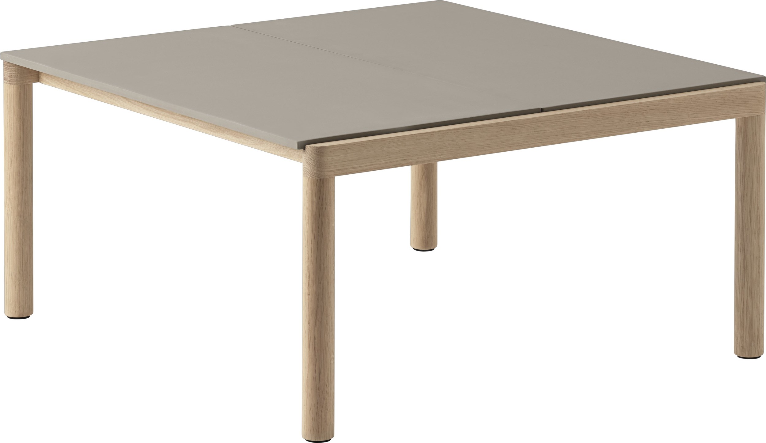 Stolik kawowy Couple gładki 80 x 84 x 40 cm taupe na jasnych dębowych nogach