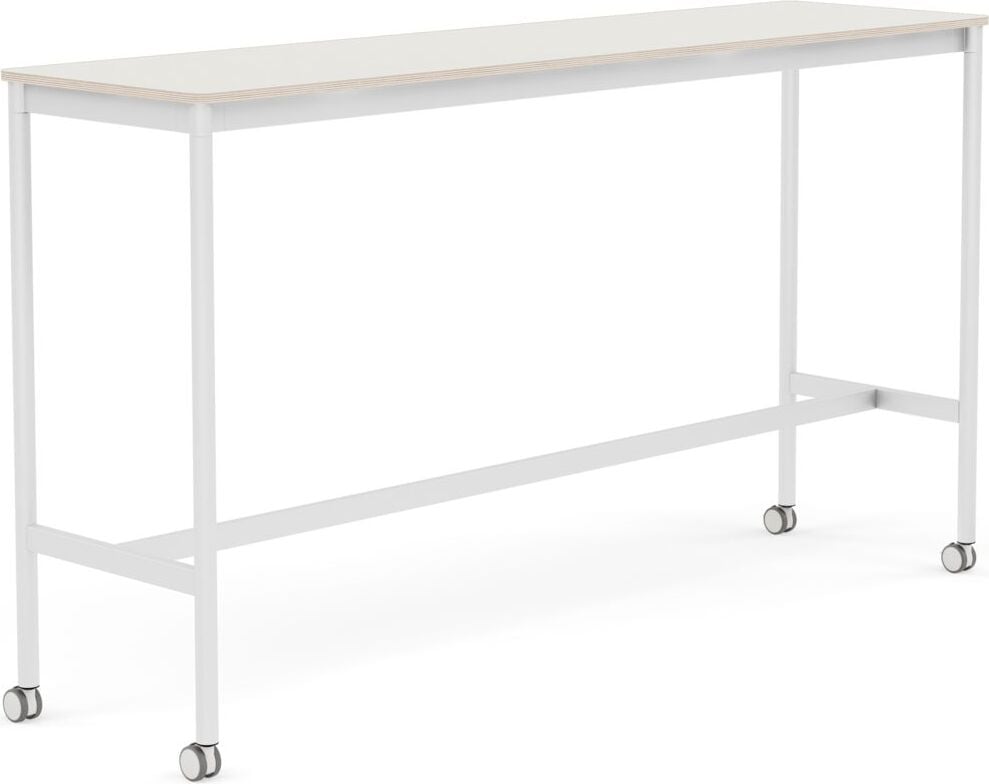 Stół na kółkach Base 50 x 190 x 105 cm biały nanolaminat nogi białe