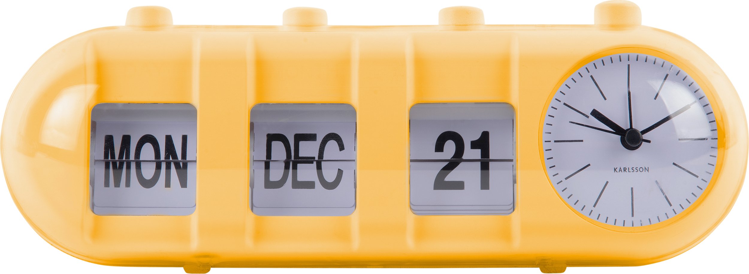 Budzik Retro Tube Calendar Flip żółty