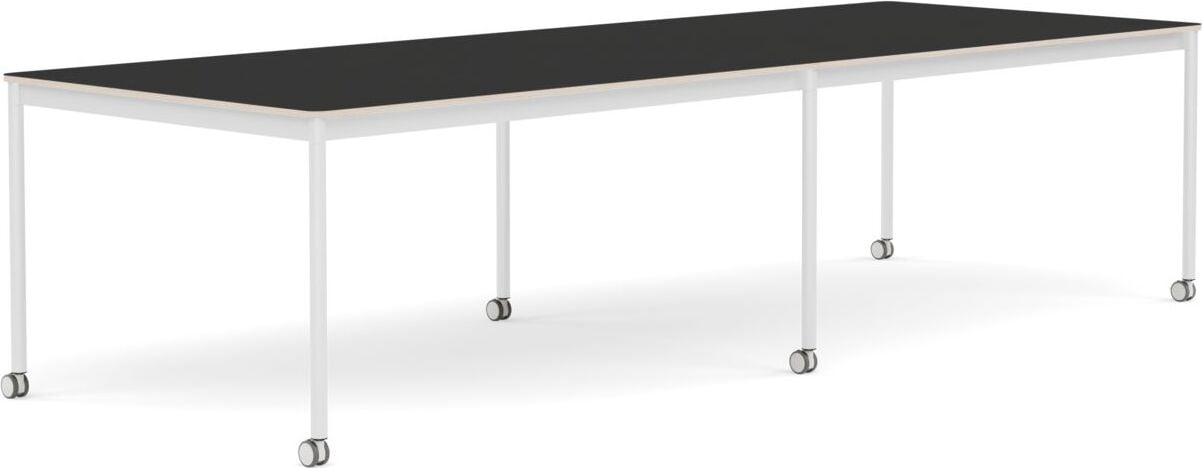 Stół na kółkach Base 110 x 300 cm czarny nanolaminat nogi białe