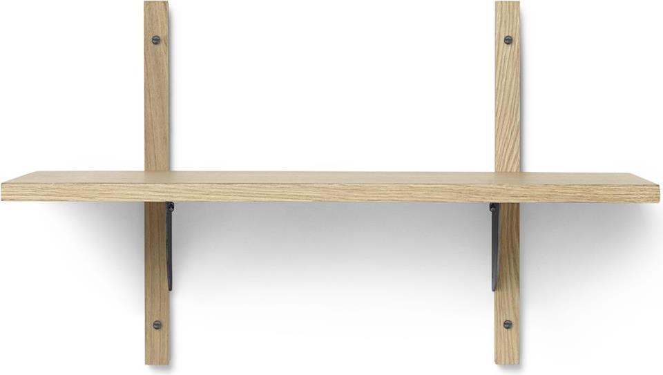 Półka Sector pojedyncza 54 cm jasny dąb z czarnym mosiężnym mocowaniem