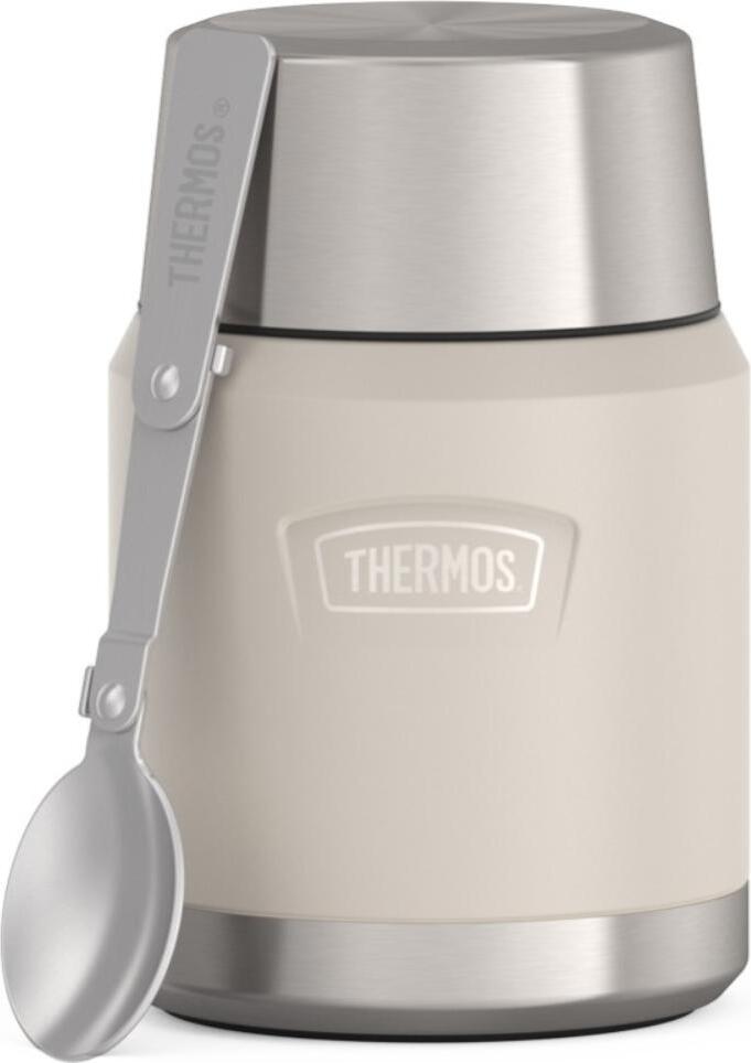 Termos obiadowy ze składaną łyżką Icon 470 ml beżowoszary 2 el.