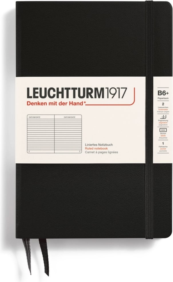 Notes w linię w twardej oprawie Leuchtturm 1917 B6+ 219 stron czarny 80 g/m²