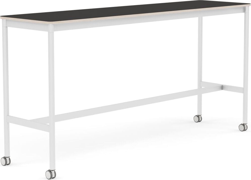 Stół na kółkach Base 50 x 190 x 95 cm czarny linoleum nogi białe