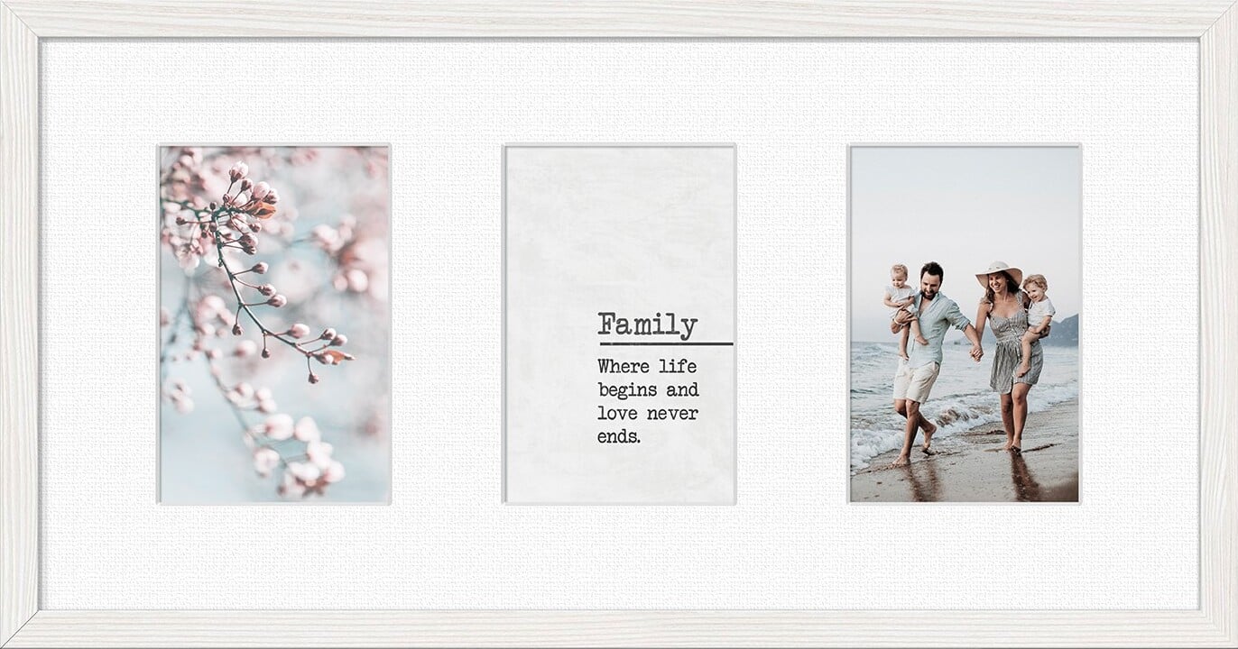 Ramka na 3 zdjęcia Kyoto 23 x 46 cm biała z białym passepartout