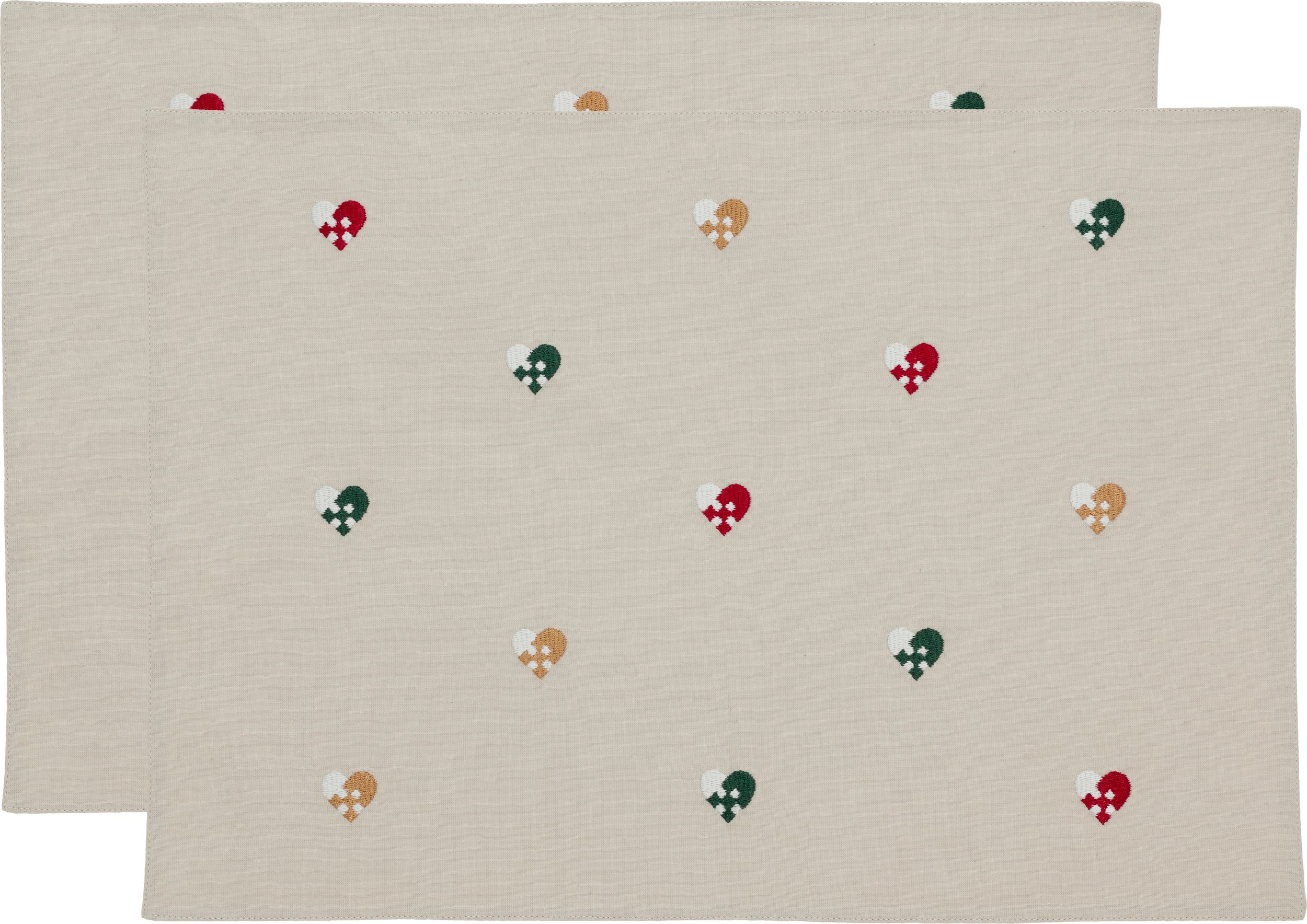 Podkładki pod talerze Christmas Hearts Embroidery 33 x 48 cm 2 szt.