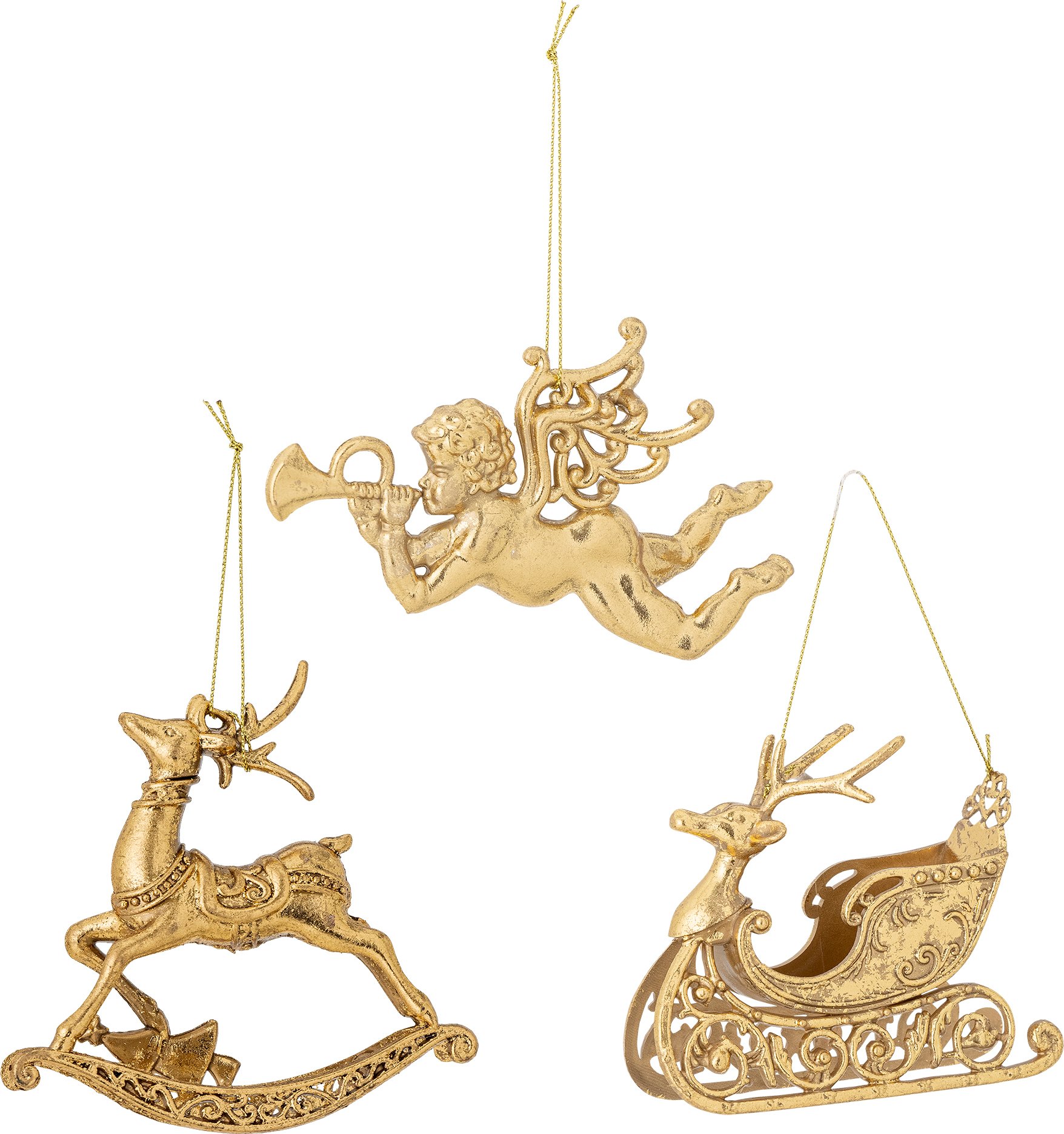 Ozdoby choinkowe Anisa złote 3 szt.